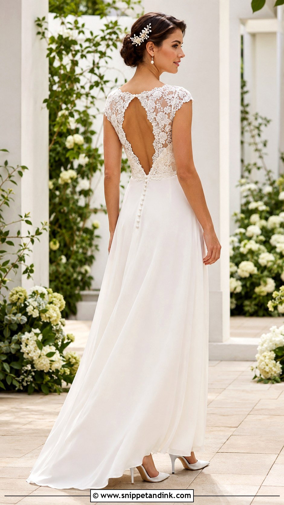 Cap Sleeve Keyhole Back Wedding Dress - Snippet and Ink - 20 2010s Wedding Dress Ideas