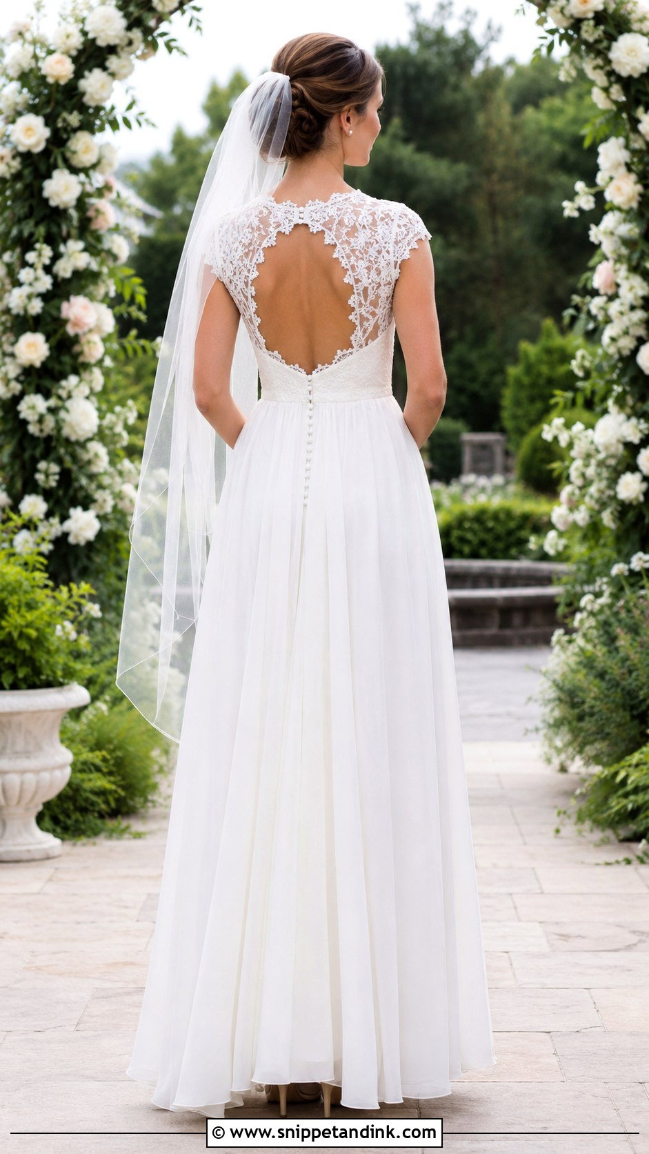 Cap Sleeve Keyhole Lace Back Wedding Dress - Snippet and Ink - 20 Lace Back Wedding Dress Ideas