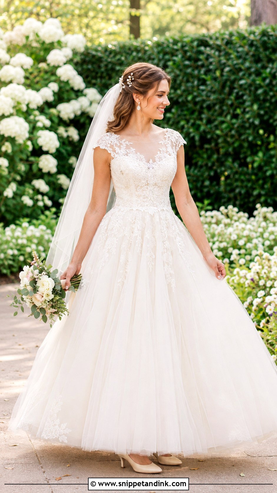 Cap Sleeve Lace Ball Gown Wedding Dress - Snippet and Ink - 20 Lace Ball Gown Wedding Dress Ideas