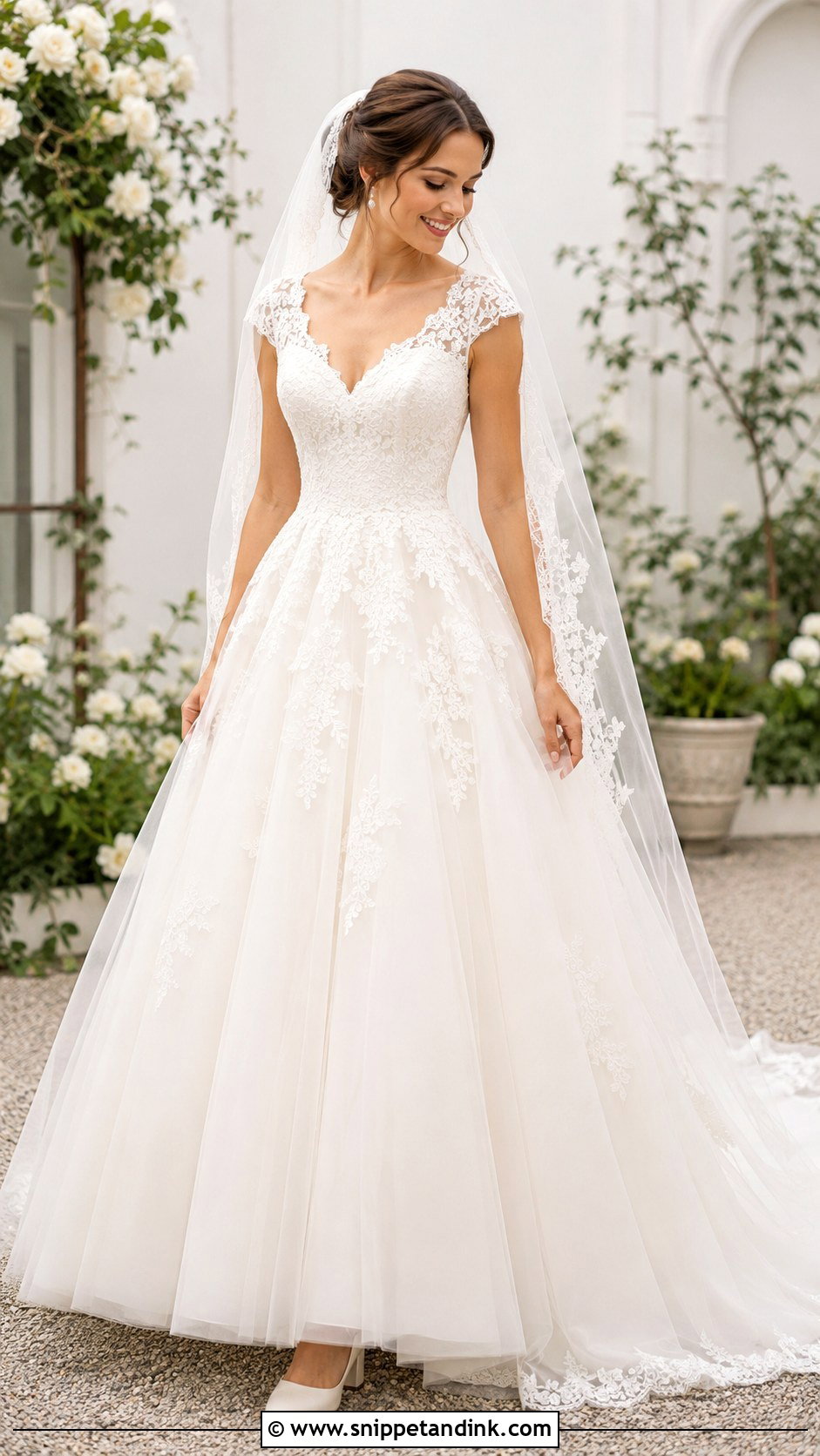 Cap Sleeve Lace Ball Gown Wedding Dress - Snippet and Ink - 20 Ball Gown Wedding Dress Princess Ideas