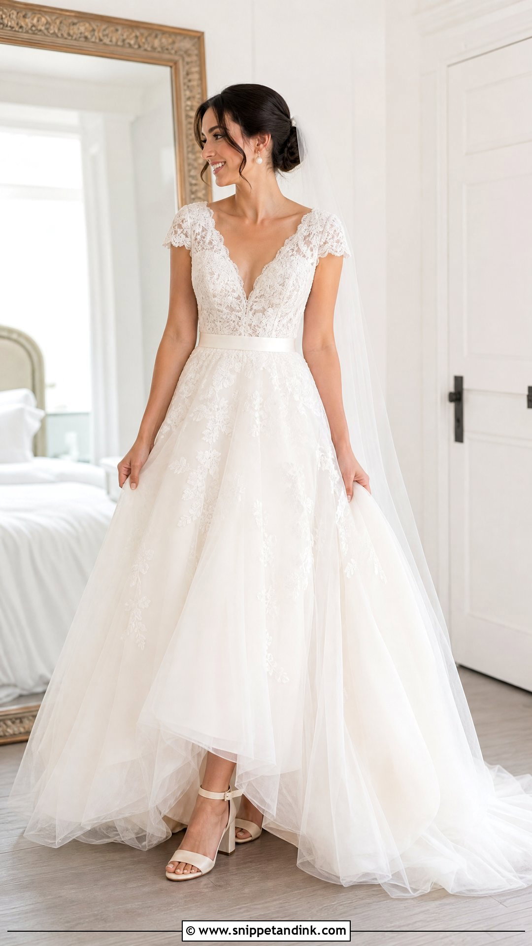 Cap Sleeve Lace Ball Gown Wedding Dress - Snippet and Ink - 20 Big Wedding Dresses Ball Gown