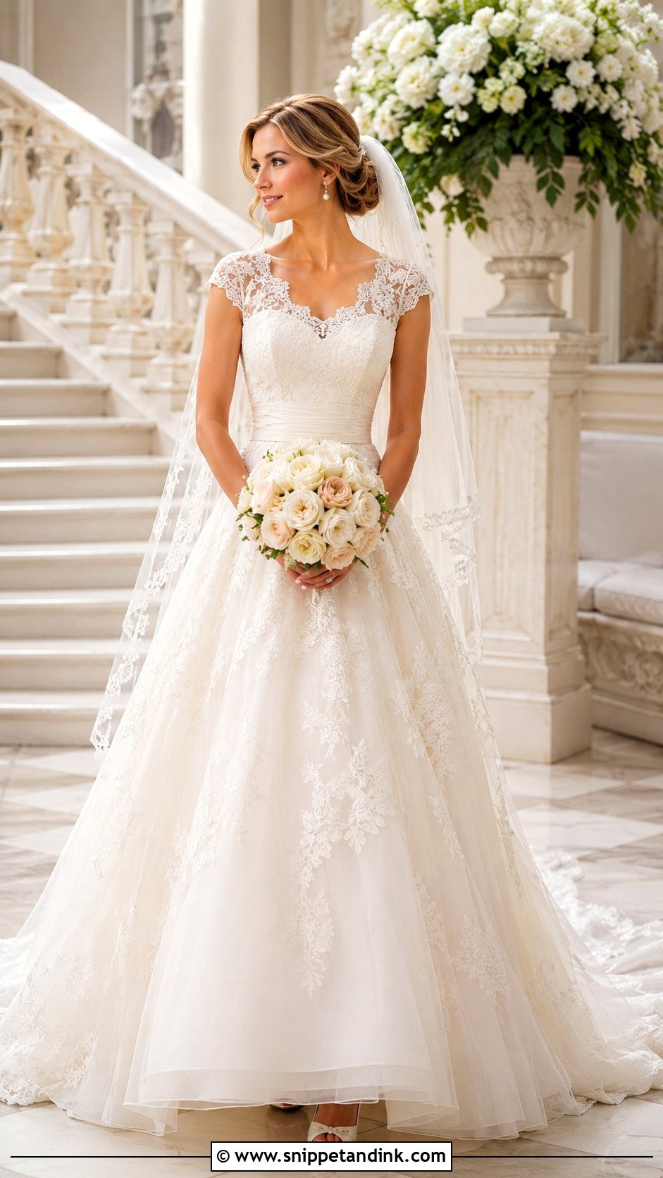 Cap Sleeve Lace Ball Gown - Snippet and Ink - 20 Allure Bridal Couture Ideas
