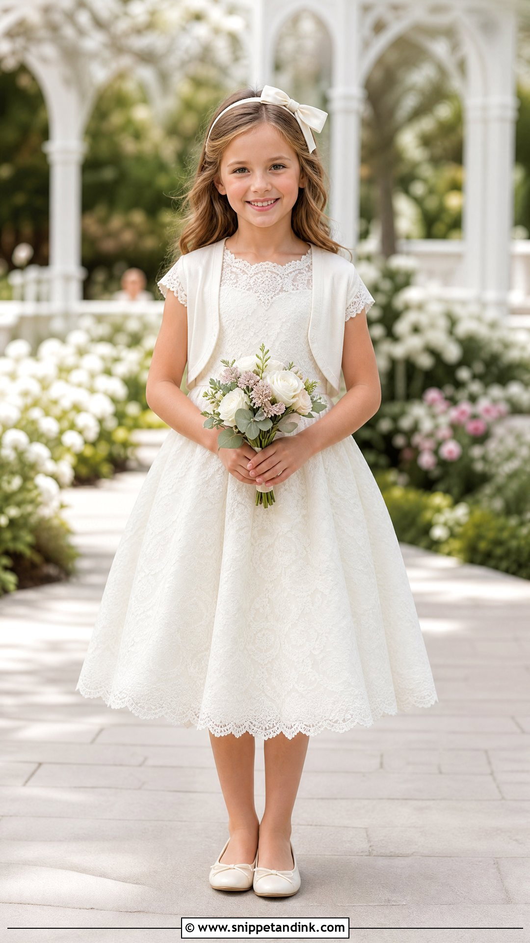 Cap Sleeve Lace Little Bride Gown - Snippet and Ink - 25 Little Bride Gown Styles for Kids