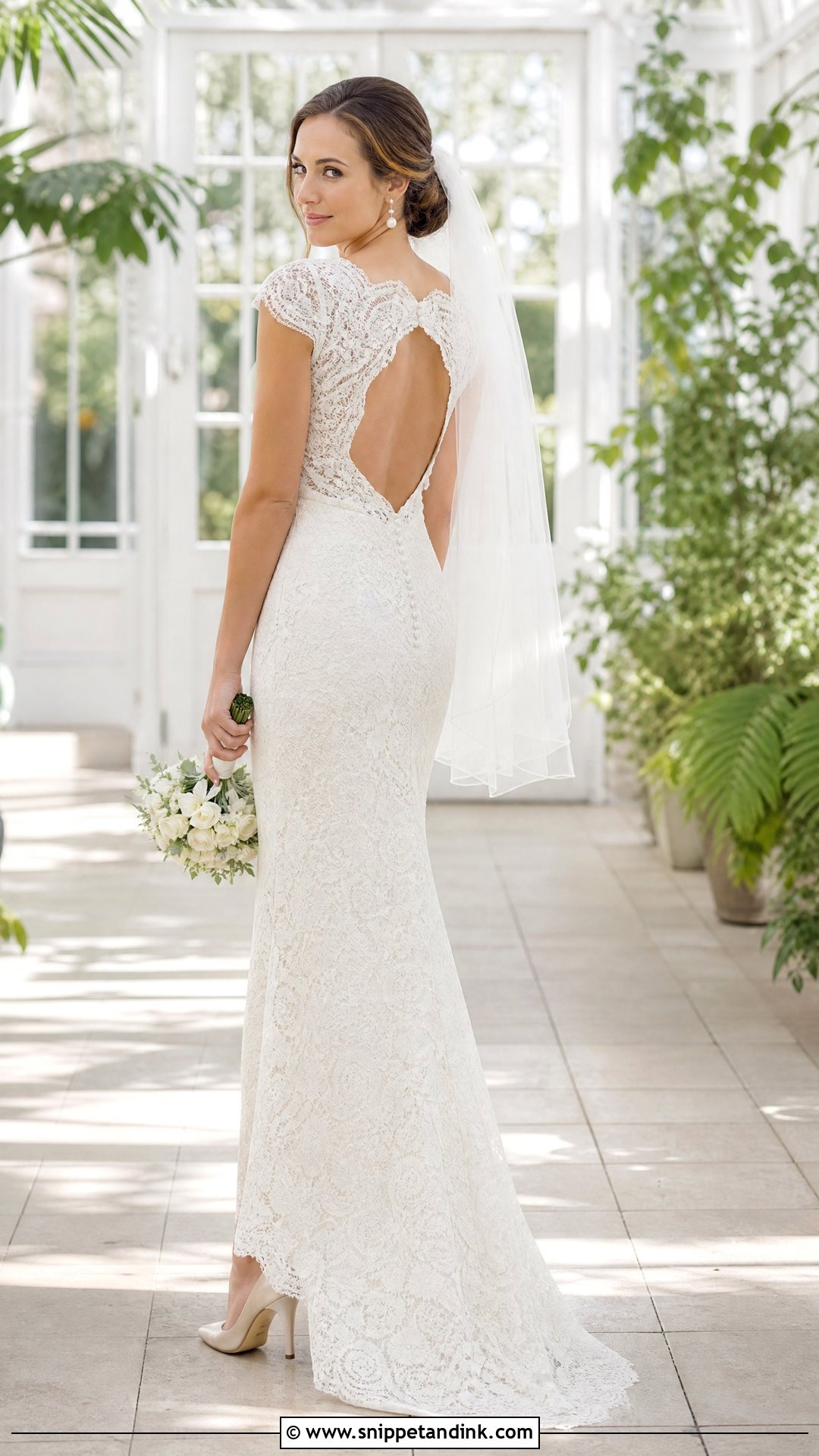 Cap Sleeve Lace Open Back Wedding Dress - Snippet and Ink - 20 Tight Wedding Dress Open Backs Ideas