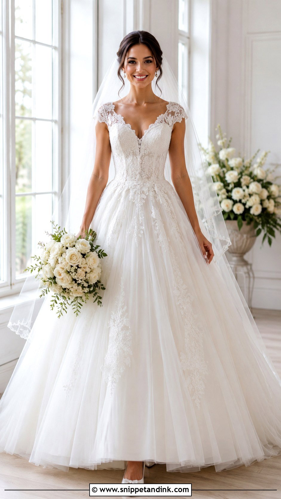 Cap Sleeve Lace Princess Wedding Dress - Snippet and Ink - 20 Lace Princess Wedding Dresses