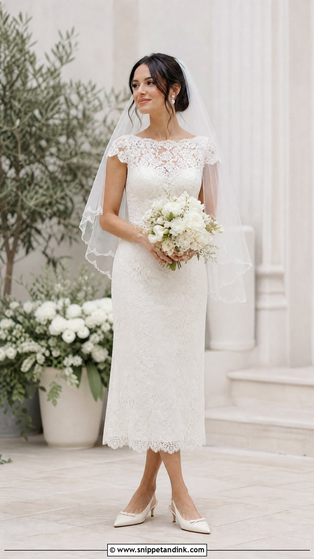 Cap Sleeve Lace Sheath Wedding Dress - Snippet and Ink - 20 Lace Sheath Wedding Dress Ideas