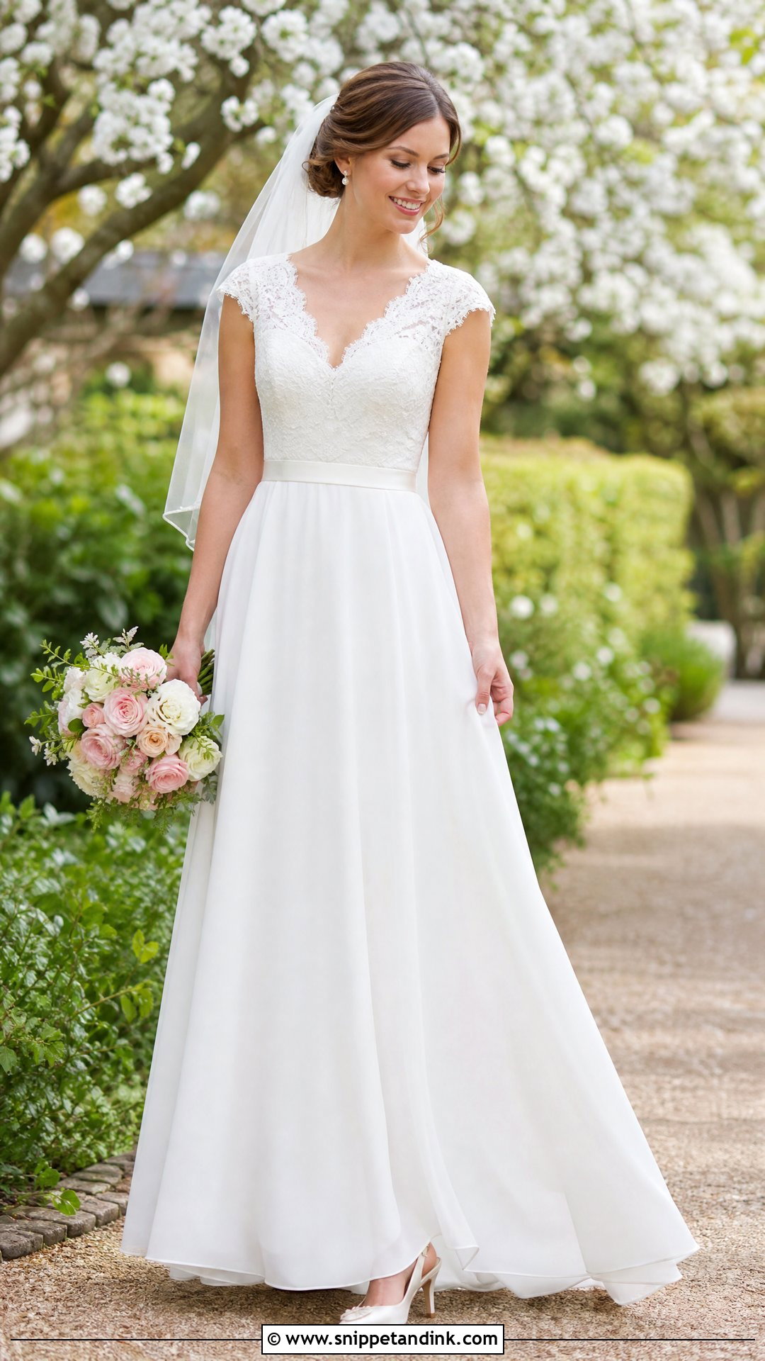 Cap Sleeve Lace Top Wedding Dress - Snippet and Ink - 25 Lace Top Wedding Dress Ideas