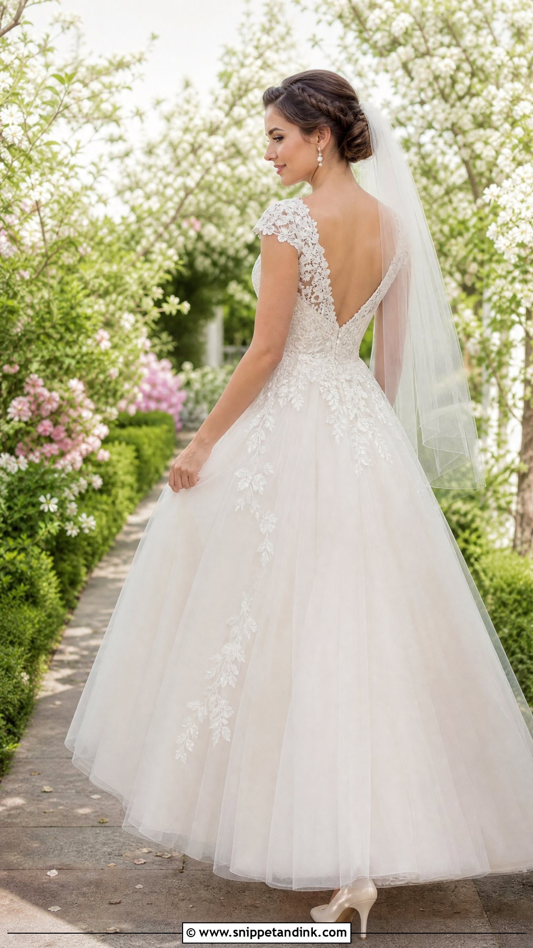 Cap Sleeve Lace V Back Wedding Dress - Snippet and Ink - 20 V Back Wedding Dress Ideas