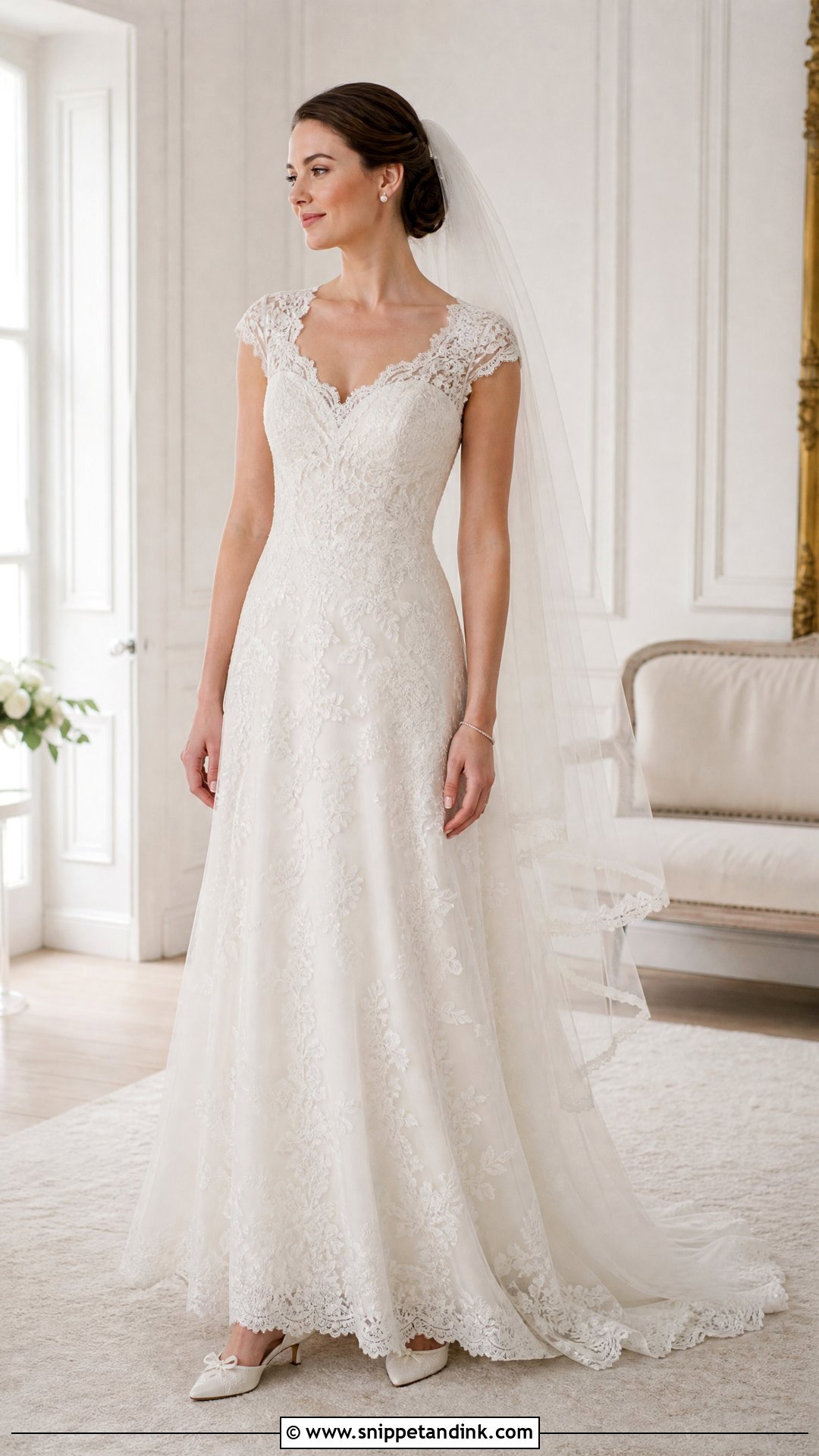 Cap Sleeve Lace Wedding Dress - Snippet and Ink - 20 Wedding Dresses with Lace