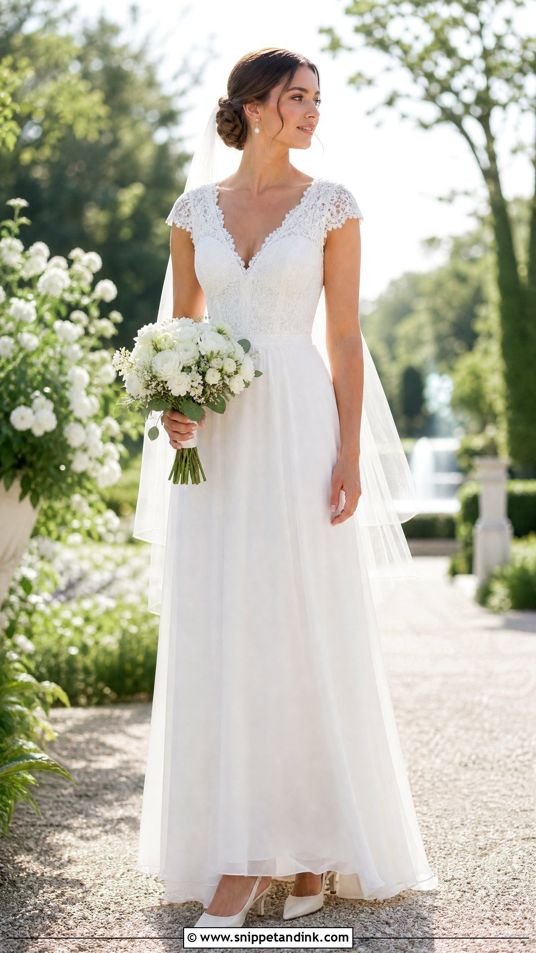 Cap Sleeve Lace Wedding Dress - Snippet and Ink - 20 Flowy Lace Wedding Dress Ideas
