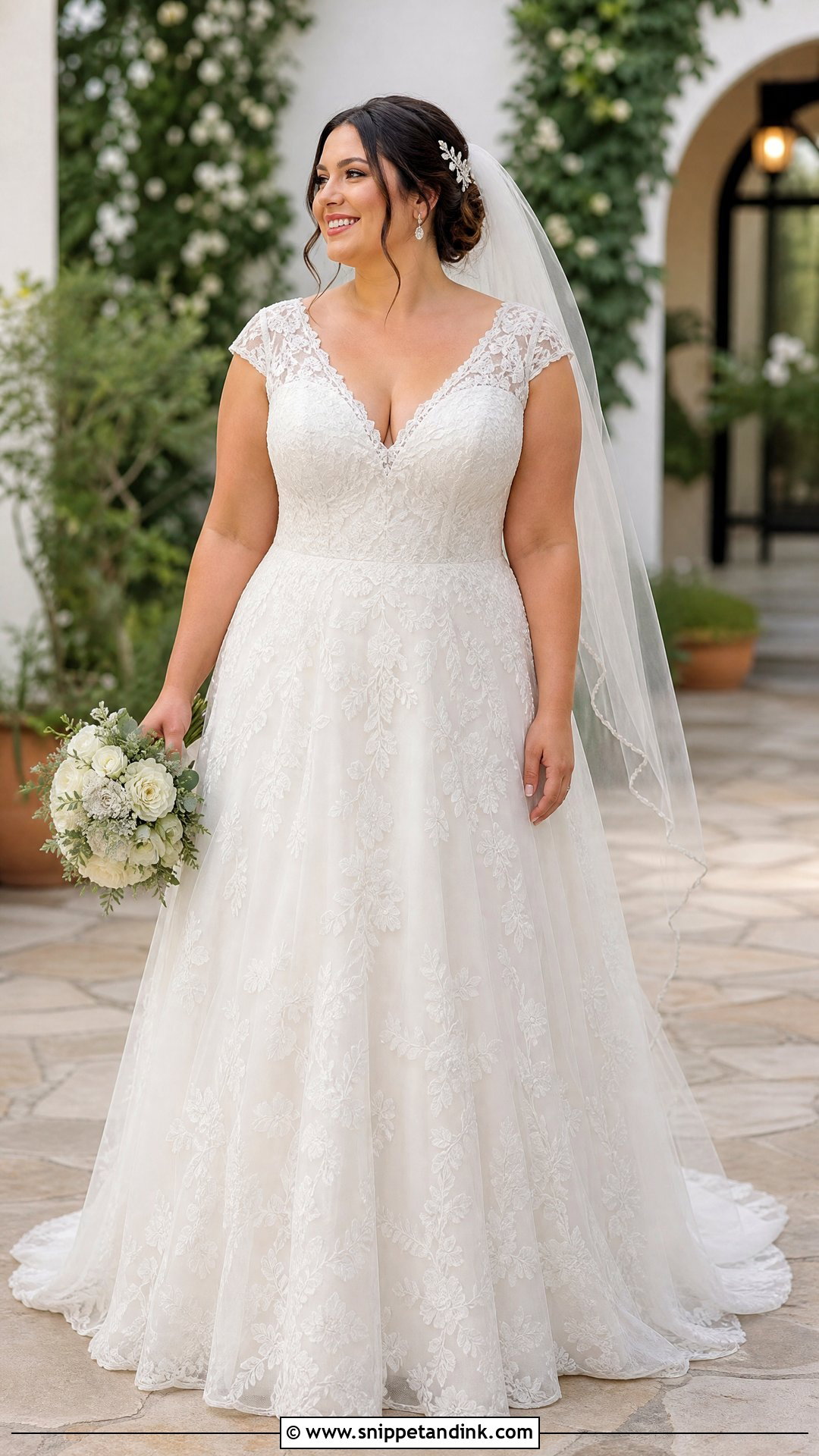 Cap Sleeve Lace Wedding Dress - Snippet and Ink - 25 Wedding Dresses for Big Busts