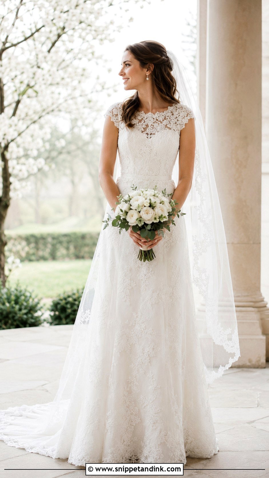 Cap Sleeve Lace Wedding Dress - Snippet and Ink - 20 Classical Wedding Dress Ideas