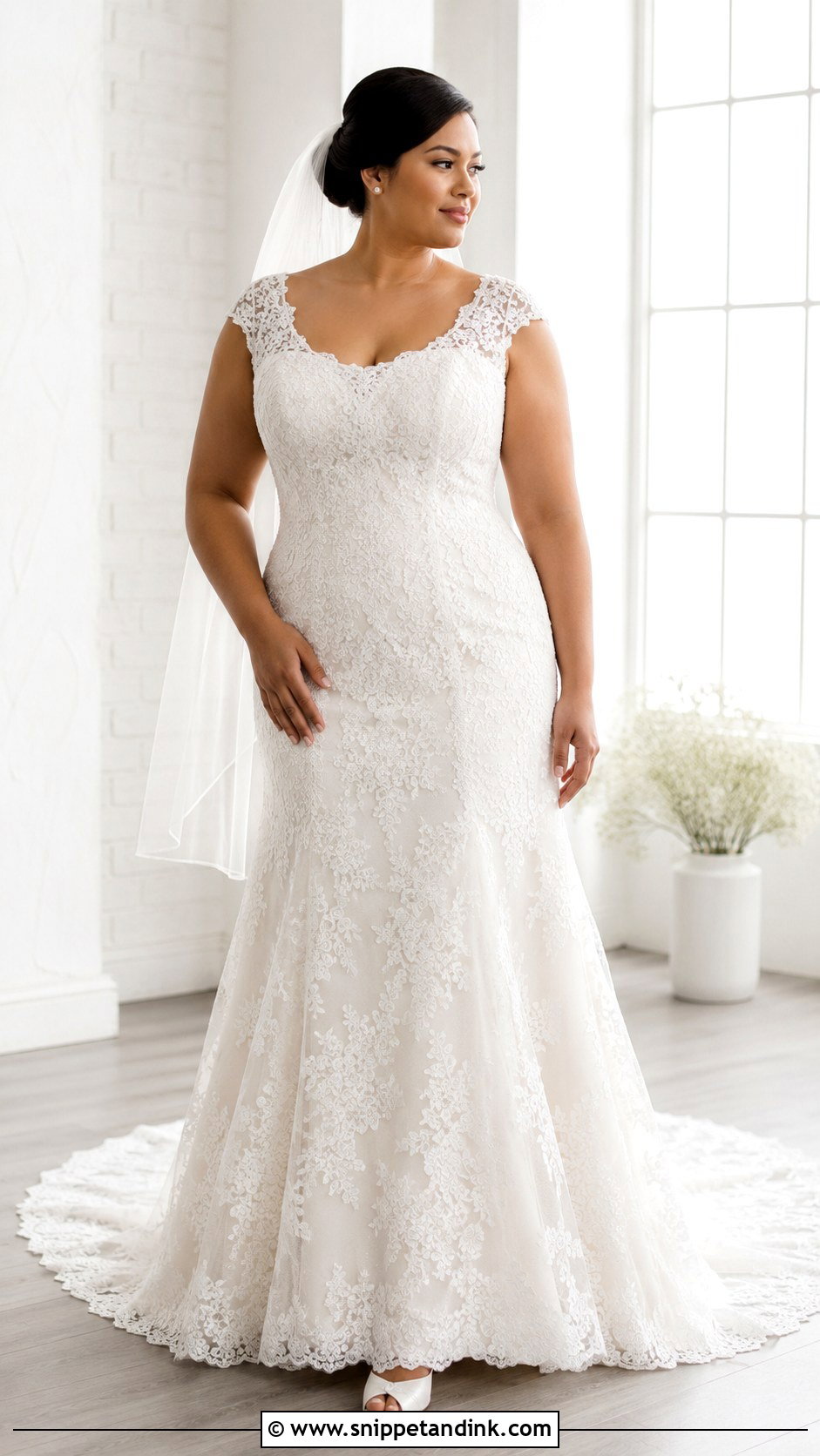 Cap Sleeve Lace Wedding Dress - Snippet and Ink - 20 Curvy Wedding Dress Sleeves
