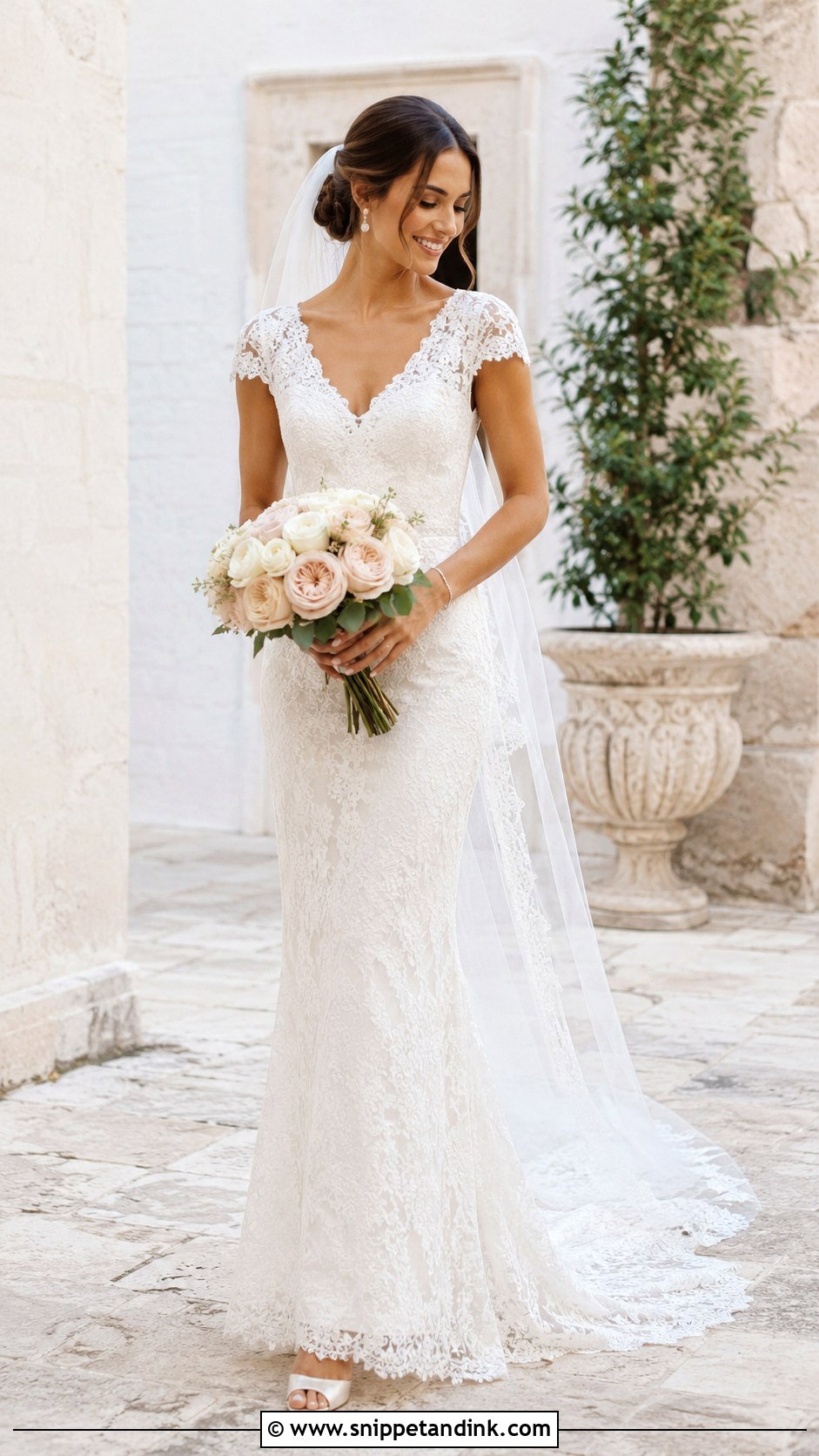 Cap Sleeve Lace Wedding Dress - Snippet and Ink - 20 Fitted Elegant Wedding Dresses