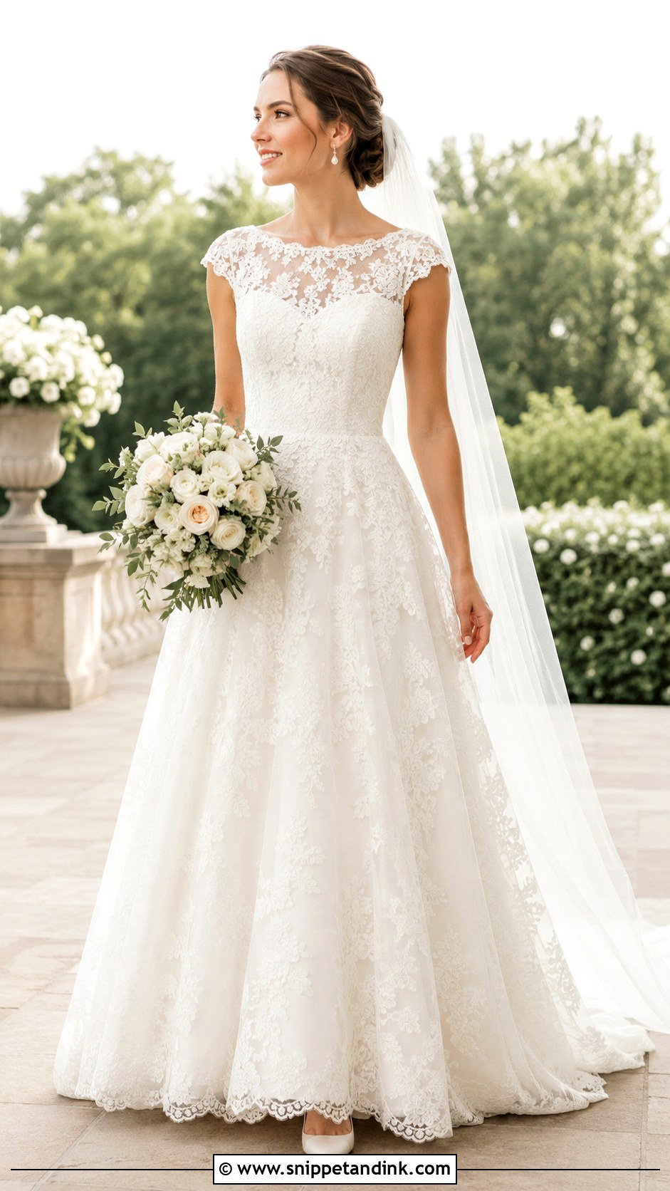 Cap Sleeve Lace Wedding Dress - Snippet and Ink - 20 Basic Wedding Dress Ideas
