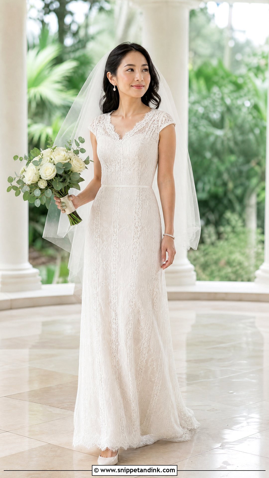 Cap Sleeve Lace Wedding Gown - Snippet and Ink - 20 Wedding Gowns for Short Brides