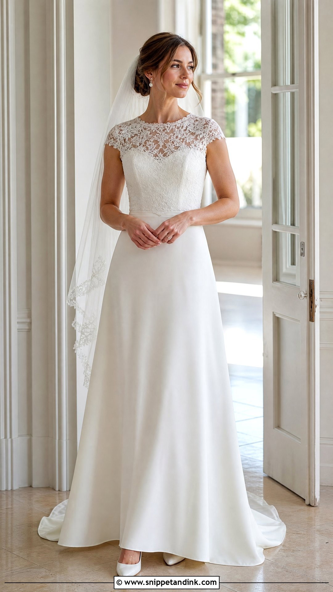 Cap Sleeve Long Wedding Dress - Snippet and Ink - 25 Long Wedding Dress Ideas