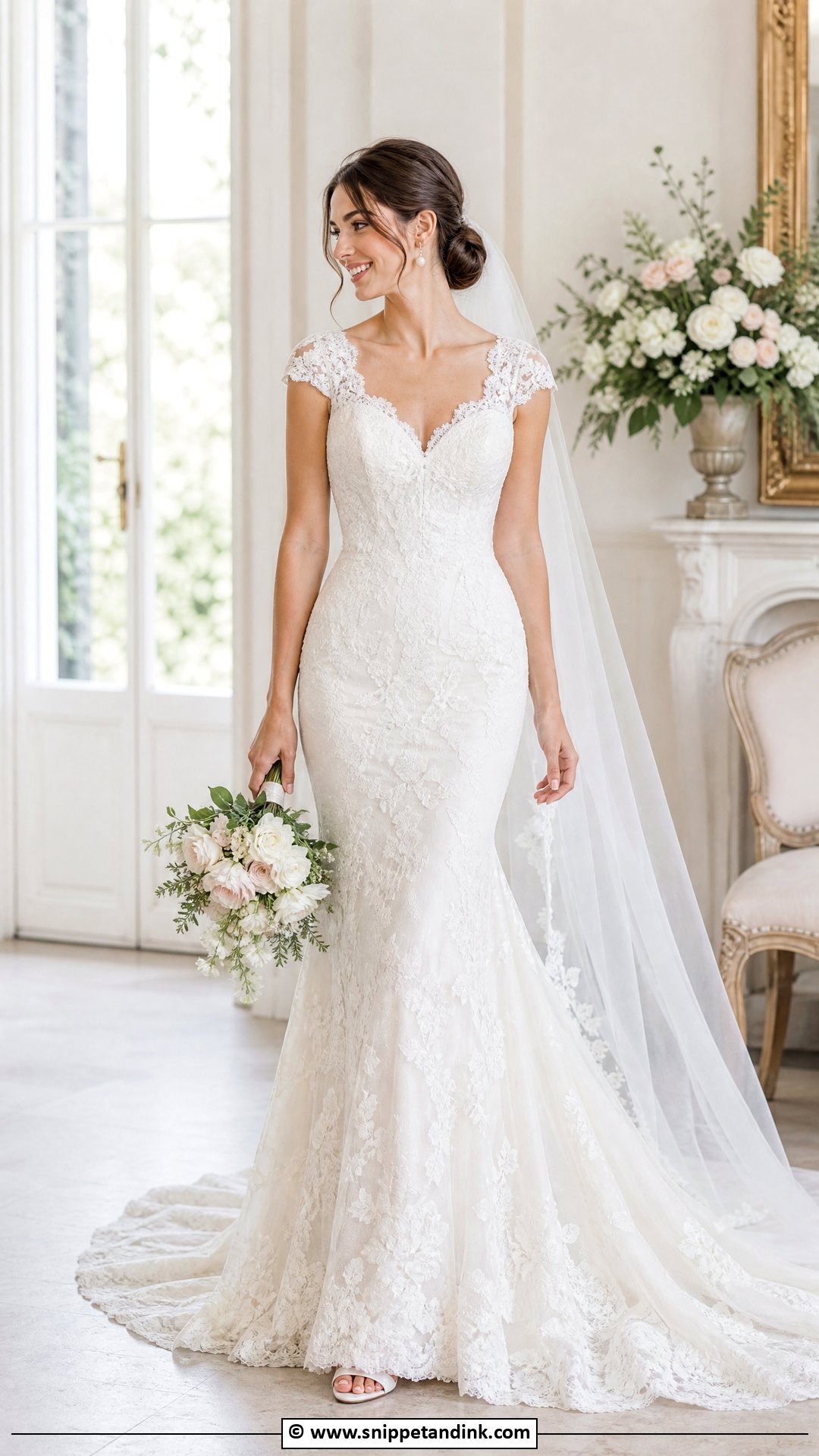 Cap Sleeve Mermaid Wedding Dress - Snippet and Ink - 35 Mermaid Wedding Dress Ideas