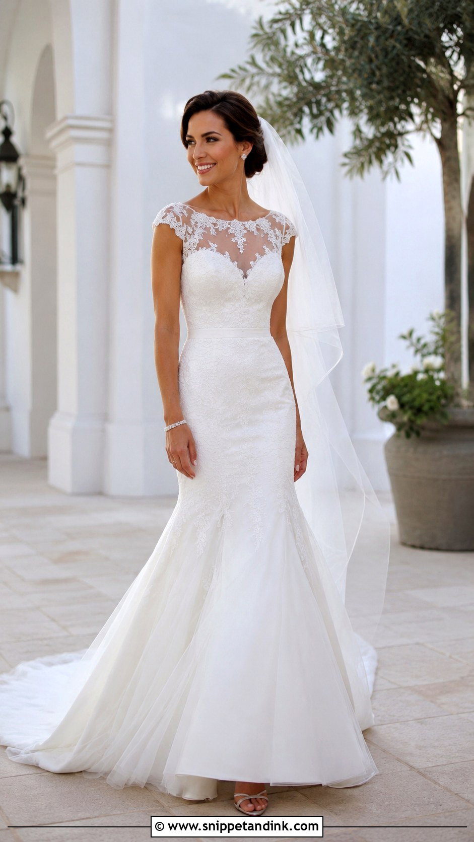 Cap Sleeve Mermaid Wedding Dress - Snippet and Ink - 30 Mermaid Wedding Dress with Sleeves