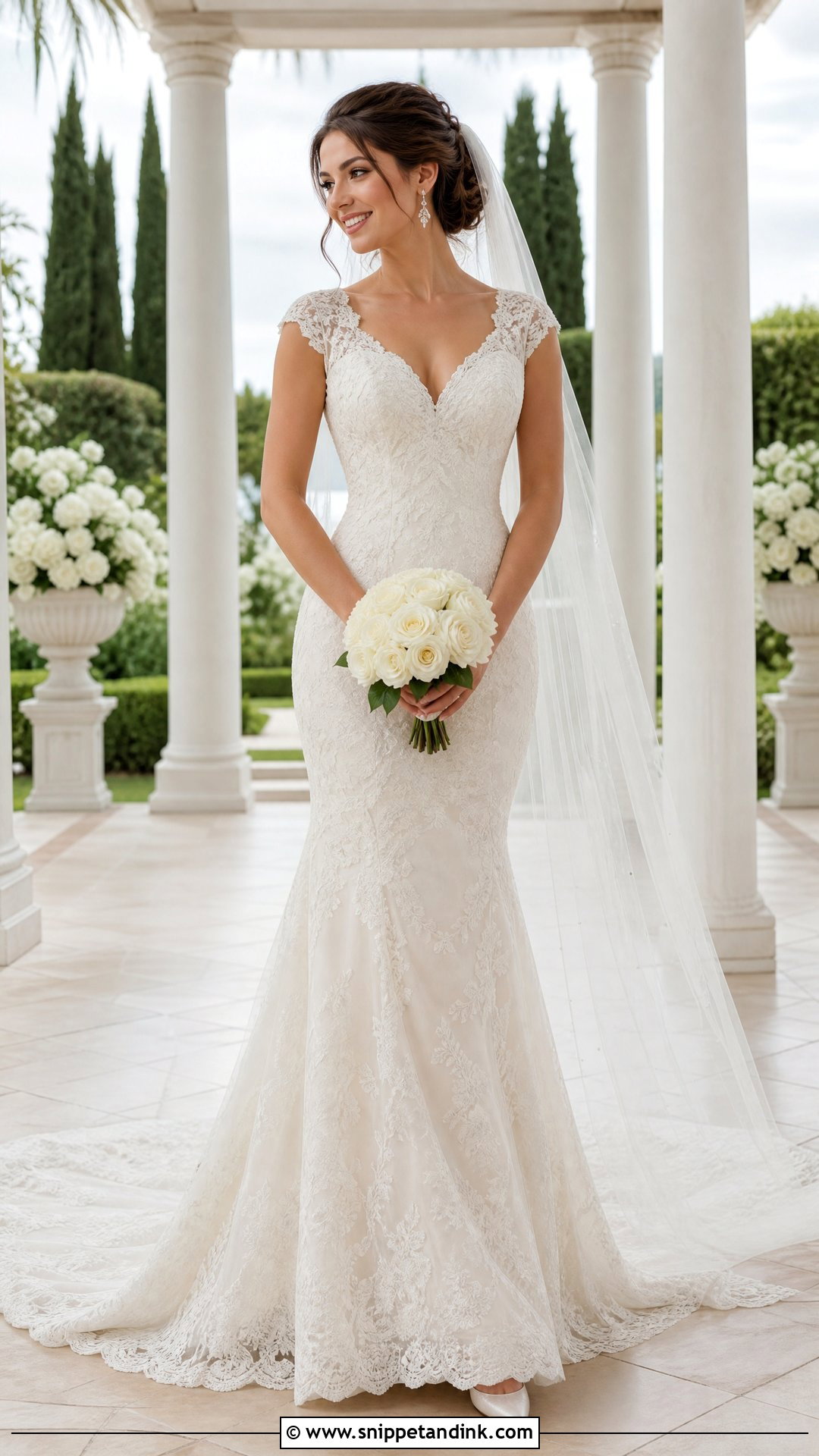 Cap Sleeve Mermaid Wedding Dress - Snippet and Ink - 25 Mermaid Bride Dress Ideas