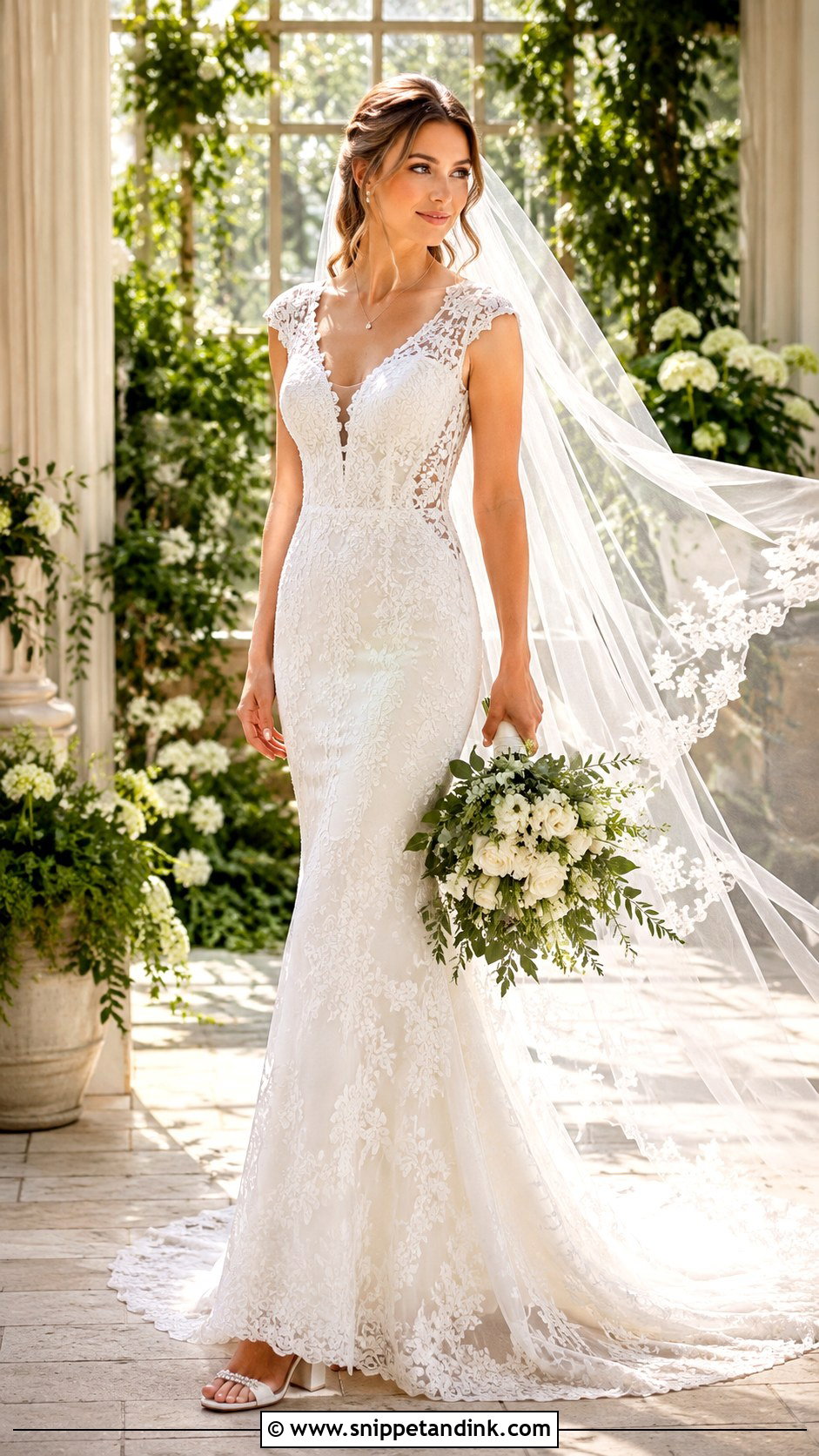 Cap Sleeve Mermaid Wedding Dress - Snippet and Ink - 20 Mermaid with Sleeves Wedding Dresses