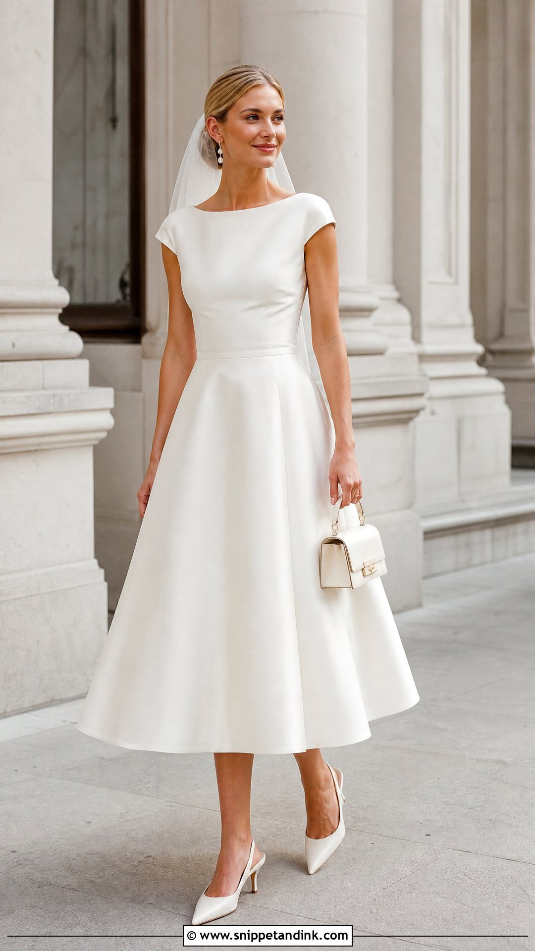 Cap Sleeve Midi Wedding Dress - Snippet and Ink - 20 Scandinavian Wedding Dress Ideas