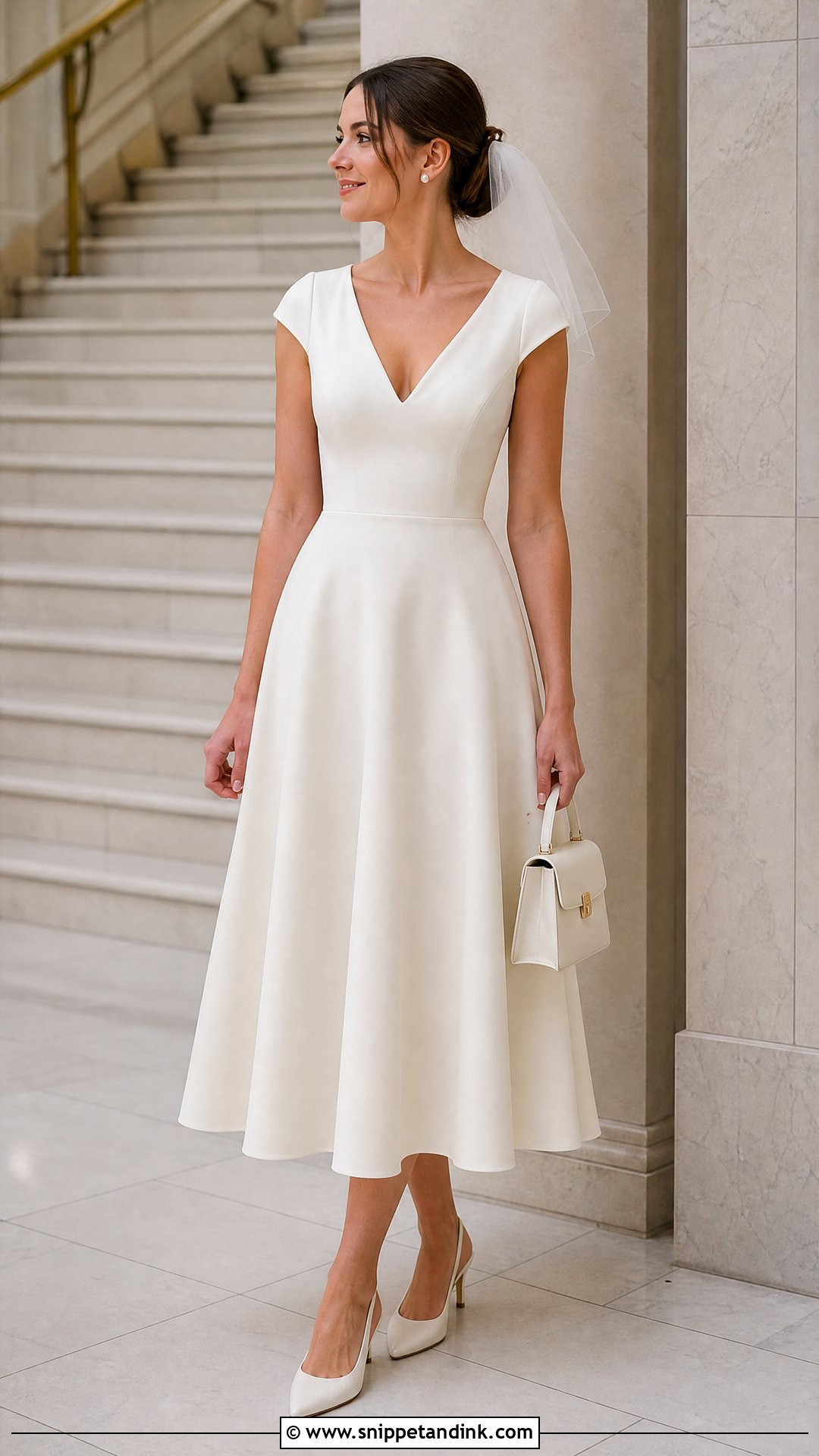 Cap Sleeve Midi Wedding Dress - Snippet and Ink - 20 Simple Elegant Wedding Dress with Sleeves