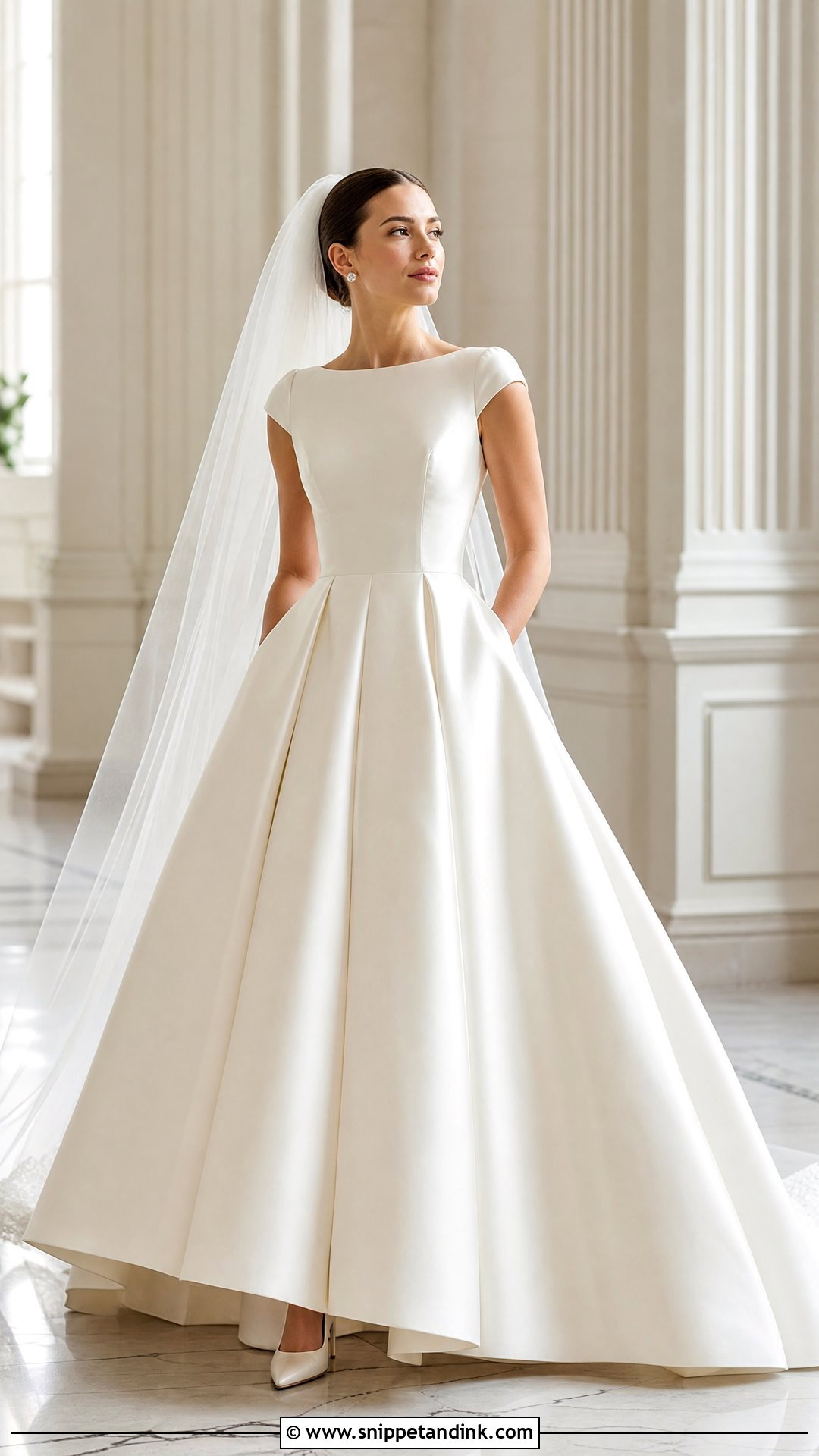 Cap Sleeve Mikado Ball Gown - Snippet and Ink - 20 Unique Wedding Dresses with Sleeves