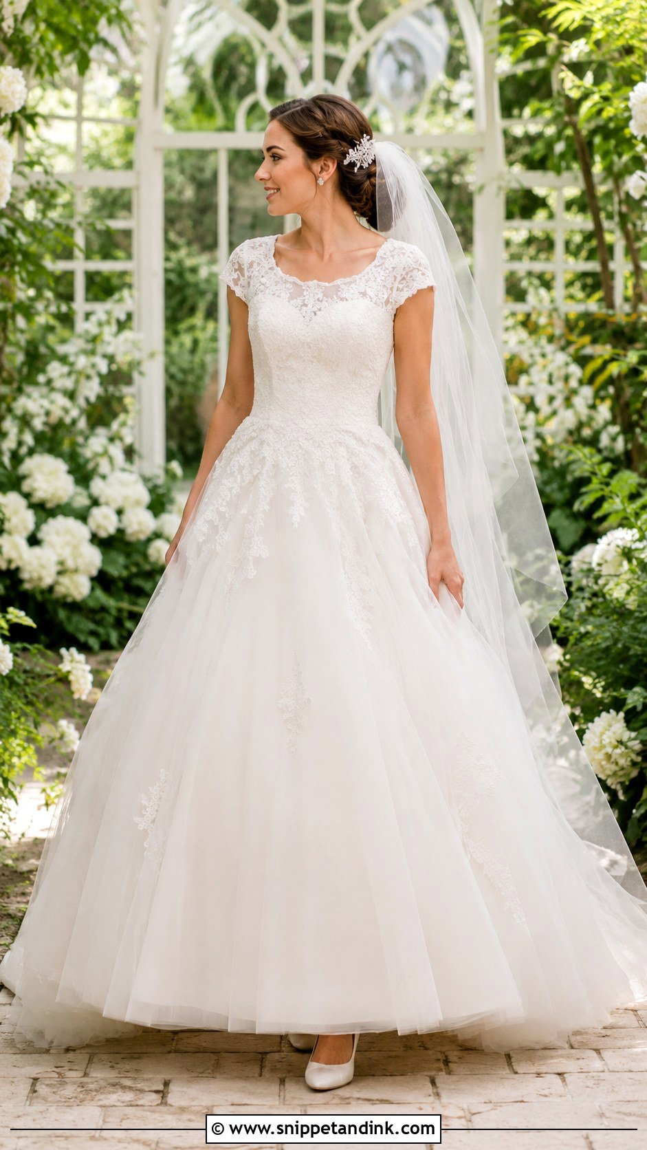 Cap Sleeve Modest Ball Gown Wedding Dress - Snippet and Ink - 20 Modest Wedding Dresses Ball Gown
