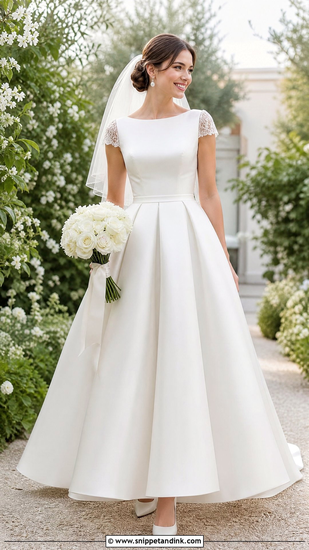 Cap Sleeve Princess Satin Wedding Dress - Snippet and Ink - 20 Princess Satin Wedding Dresses