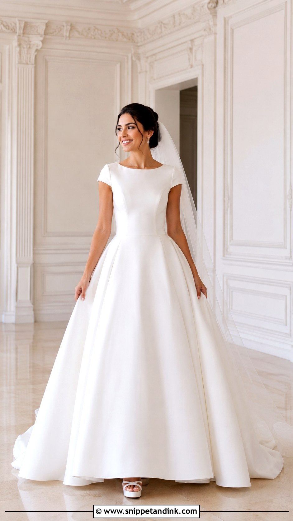 Cap Sleeve Princess Wedding Dress - Snippet and Ink - 20 Modest White Wedding Dress Ideas