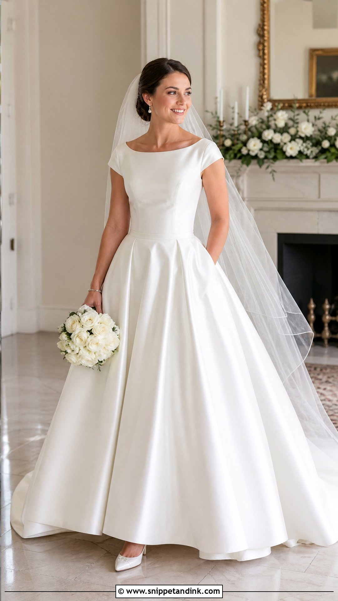 Cap Sleeve Satin Ball Gown Wedding Dress - Snippet and Ink - 25 Satin Ball Gown Wedding Dress Ideas