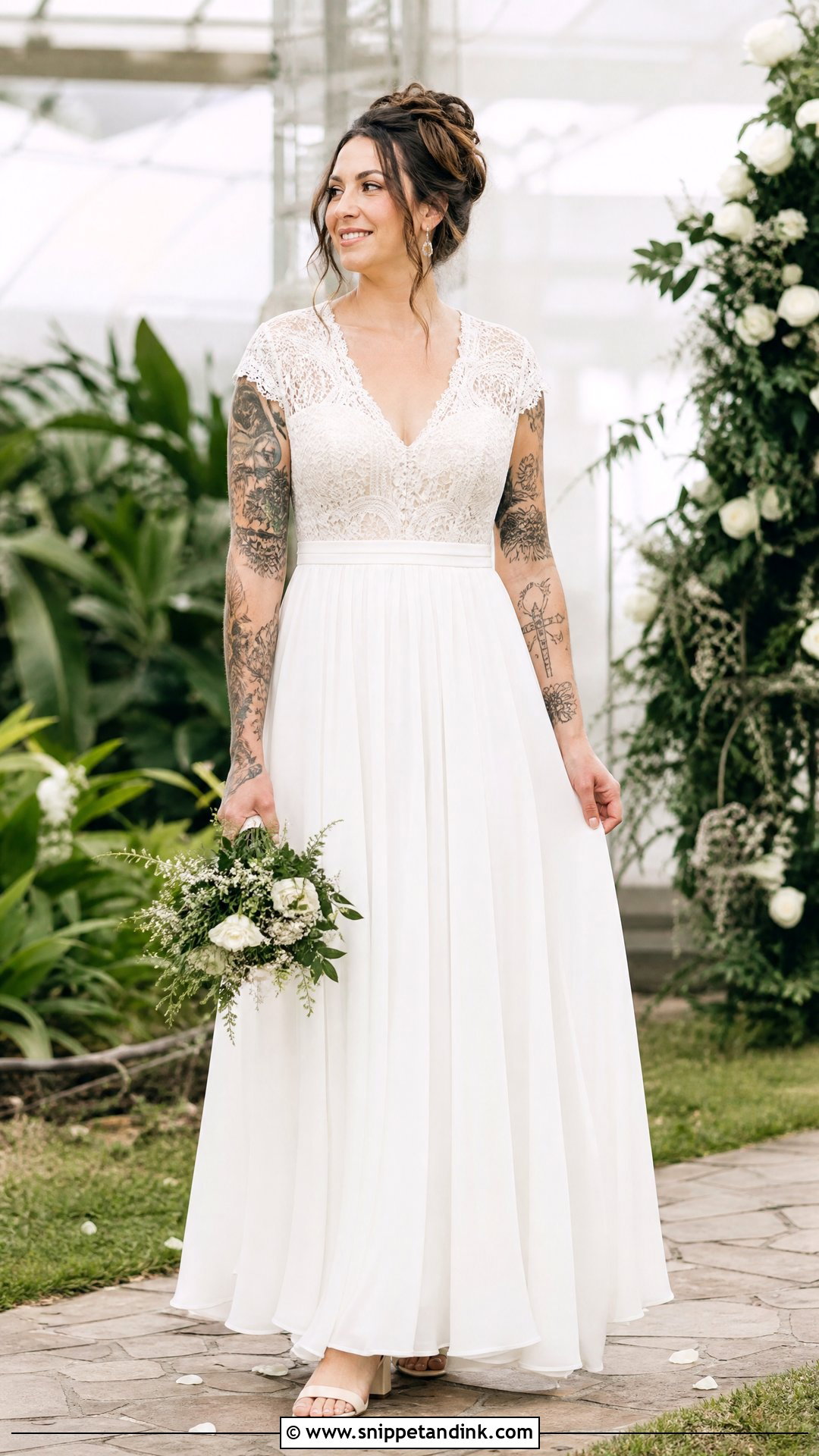 Cap Sleeve Tattoo Wedding Dress - Snippet and Ink - 20 Tattoos Wedding Dress Ideas