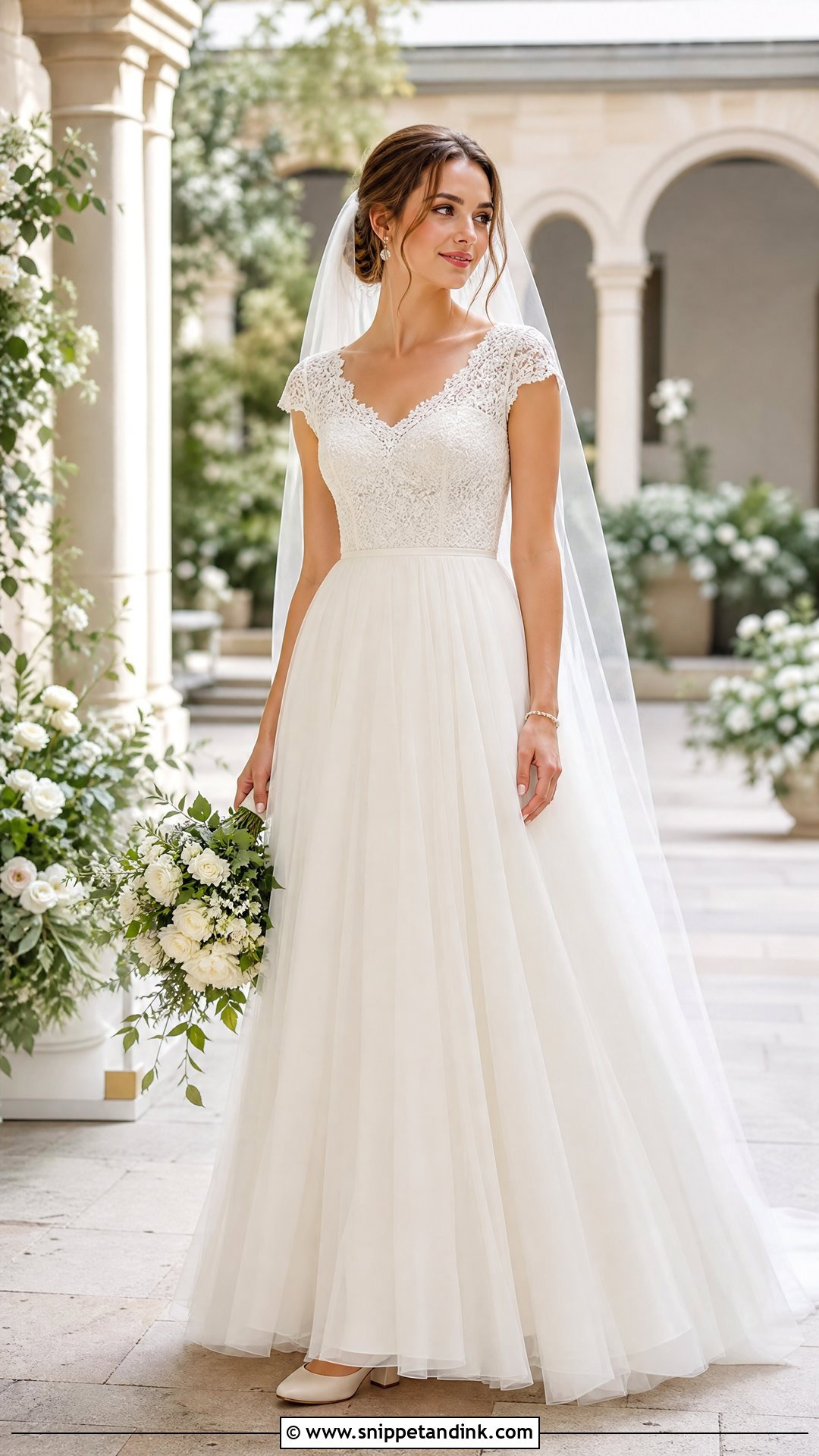 Cap Sleeve Tulle Skirt Wedding Dress - Snippet and Ink - 20 Tulle Skirt Wedding Dress Ideas