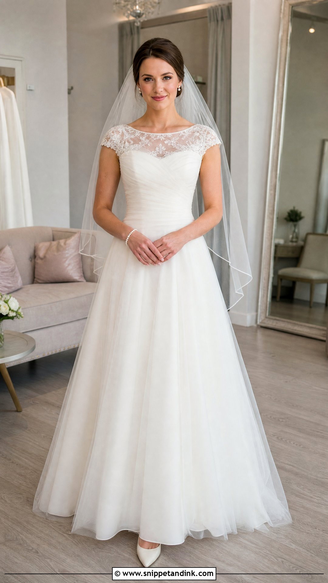 Cap Sleeve Tulle Wedding Dress - Snippet and Ink - 20 Tulle Sleeve Wedding Dress Ideas