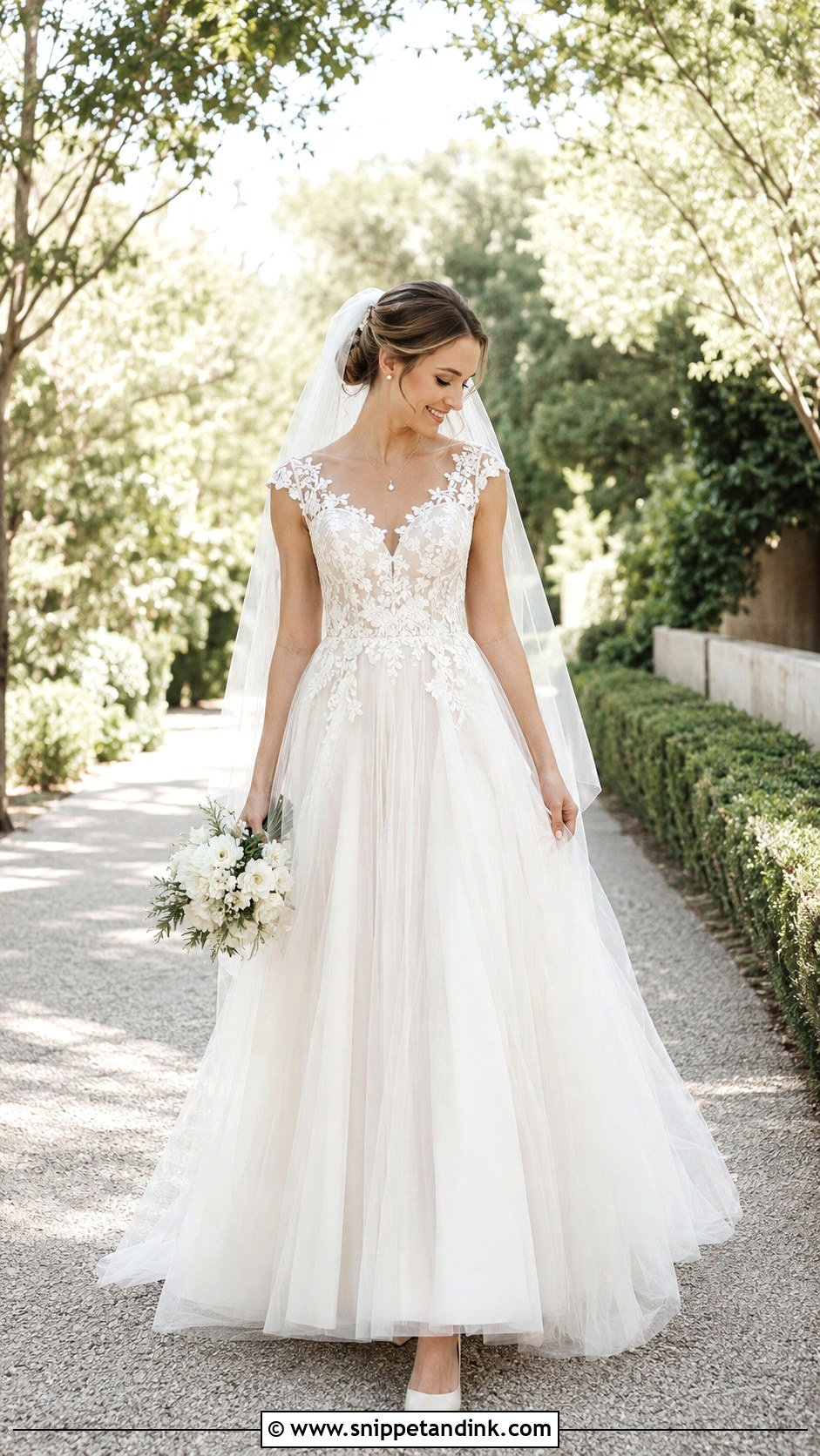 Cap Sleeve Tulle Wedding Dress - Snippet and Ink - 20 Whimsical Wedding Dress with Sleeves