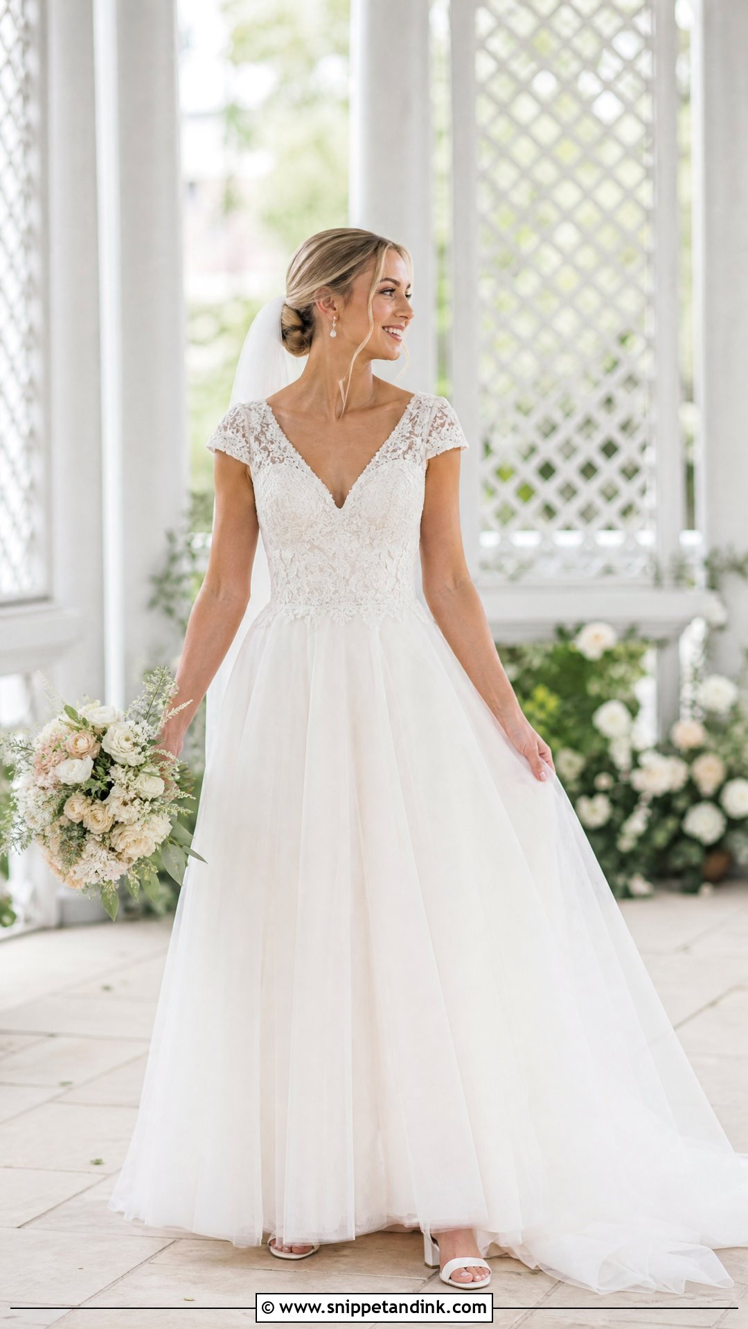 Cap Sleeve Tulle Wedding Gown - Snippet and Ink - 25 Tulle Wedding Gown Ideas