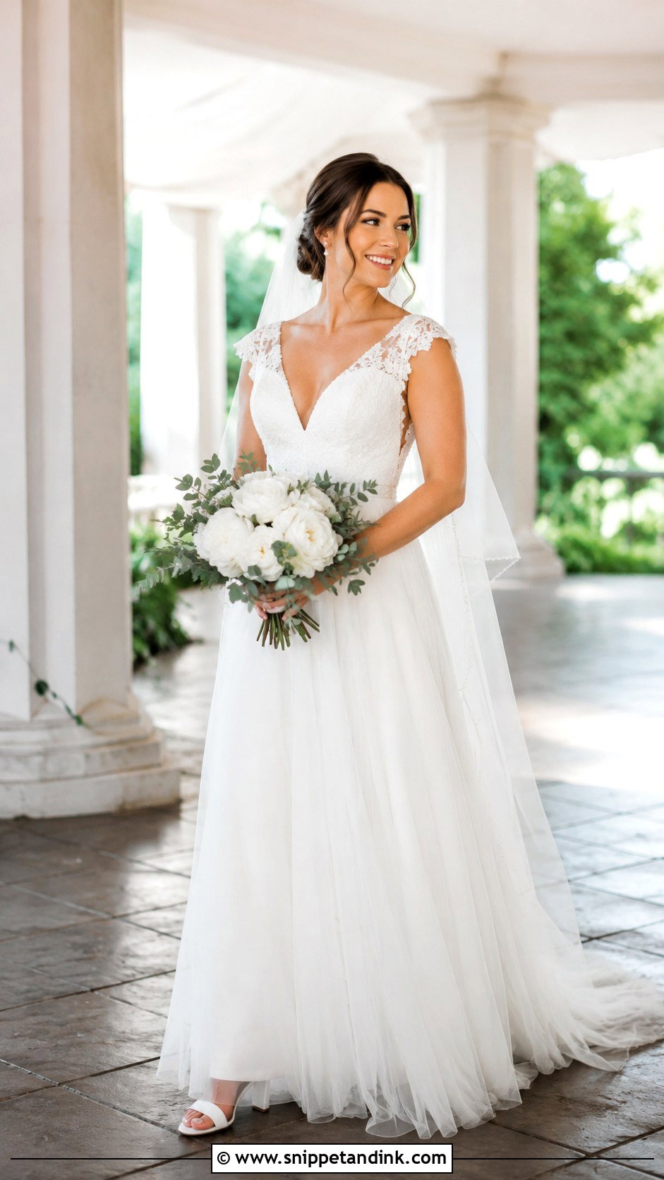 Cap Sleeve V Neck A Line Wedding Dress - Snippet and Ink - 20 V Neck a Line Wedding Dress Ideas