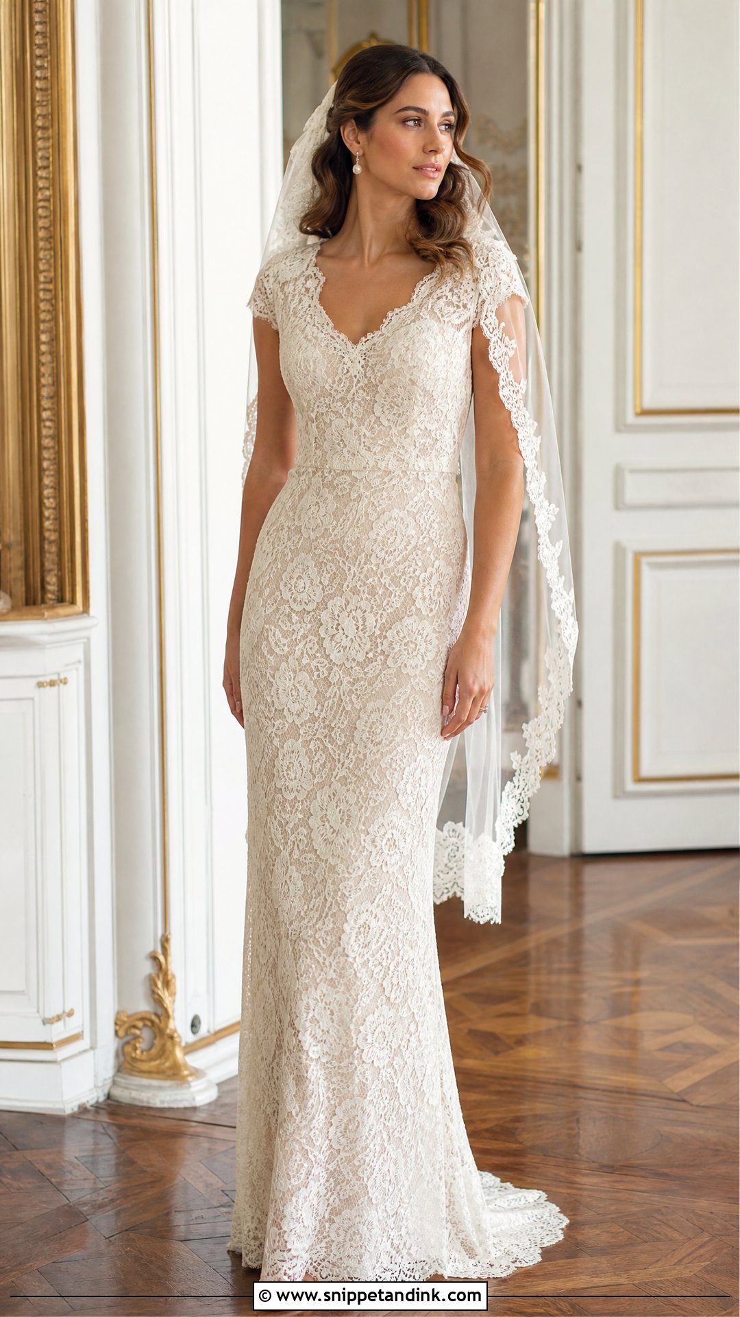 Cap Sleeve Vintage Lace Skin Tight Wedding Dress - Snippet and Ink - 20 Skin Tight Wedding Dress Ideas