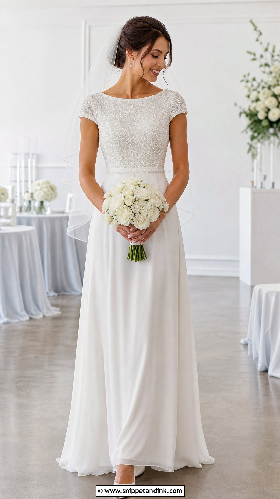 Cap Sleeve Wedding Dress With Pearl Bodice - Snippet and Ink - 20 Simple Wedding Dress with Pearls Ideas