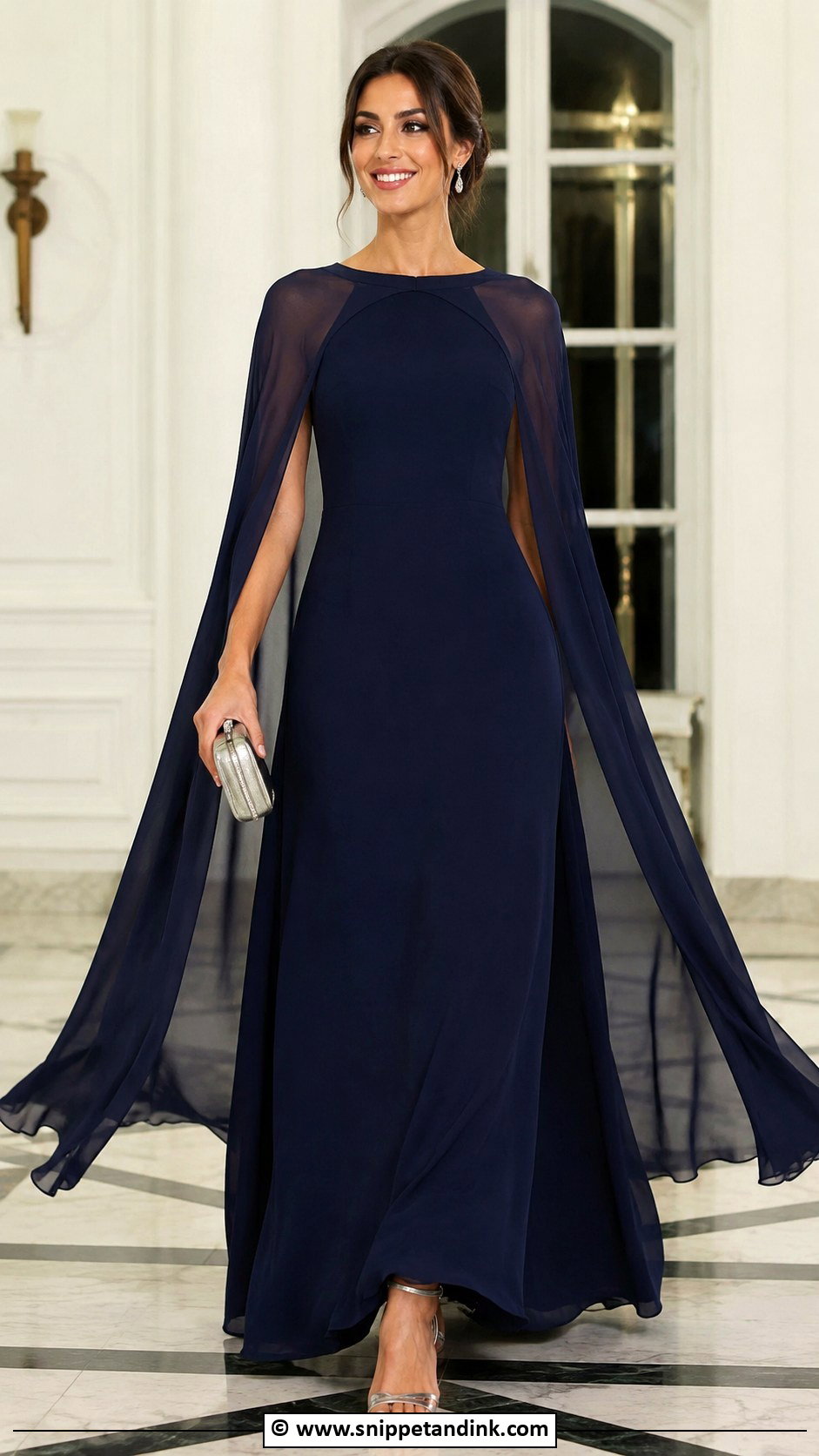 Cape A Line Gown Outfit - Snippet and Ink - 30 A Line Gown Ideas