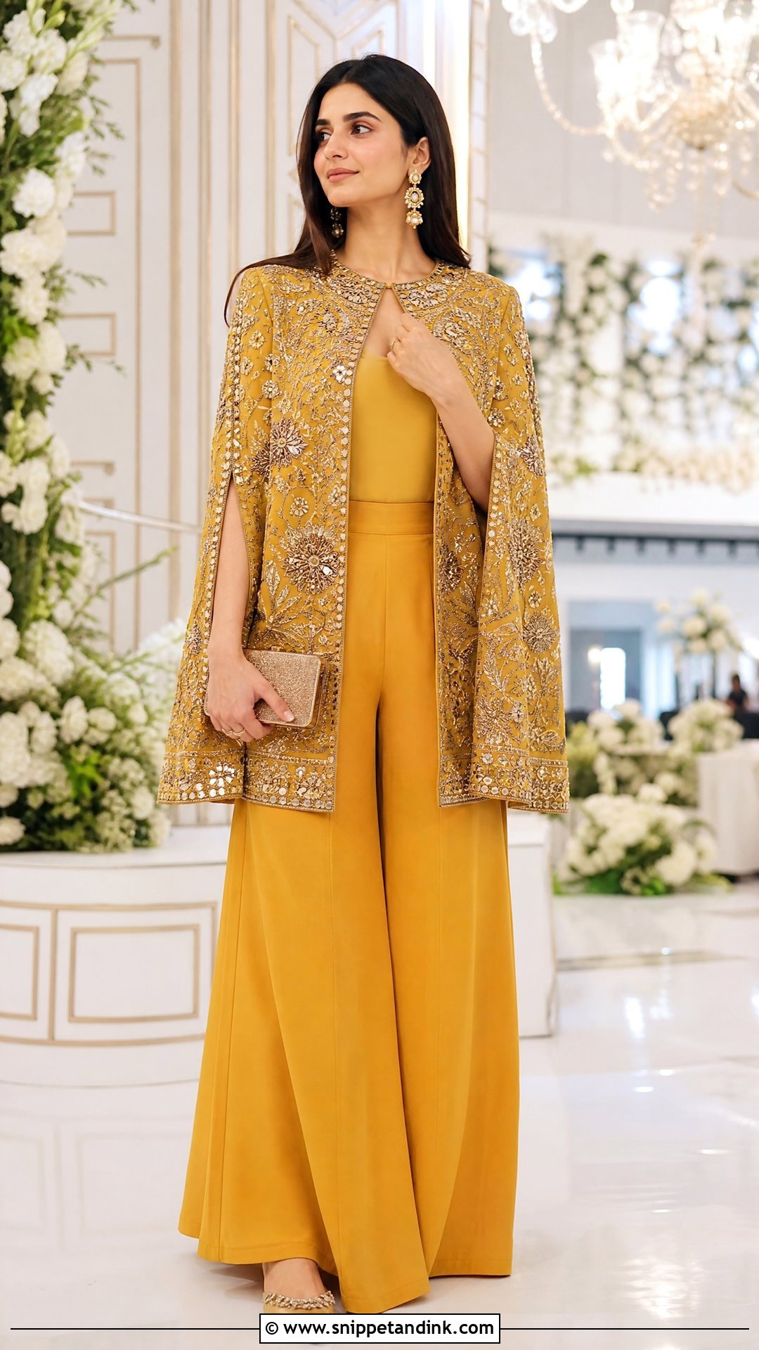 Cape And Palazzo Haldi Dress - Snippet and Ink - 20 Pakistani Haldi Dress Ideas