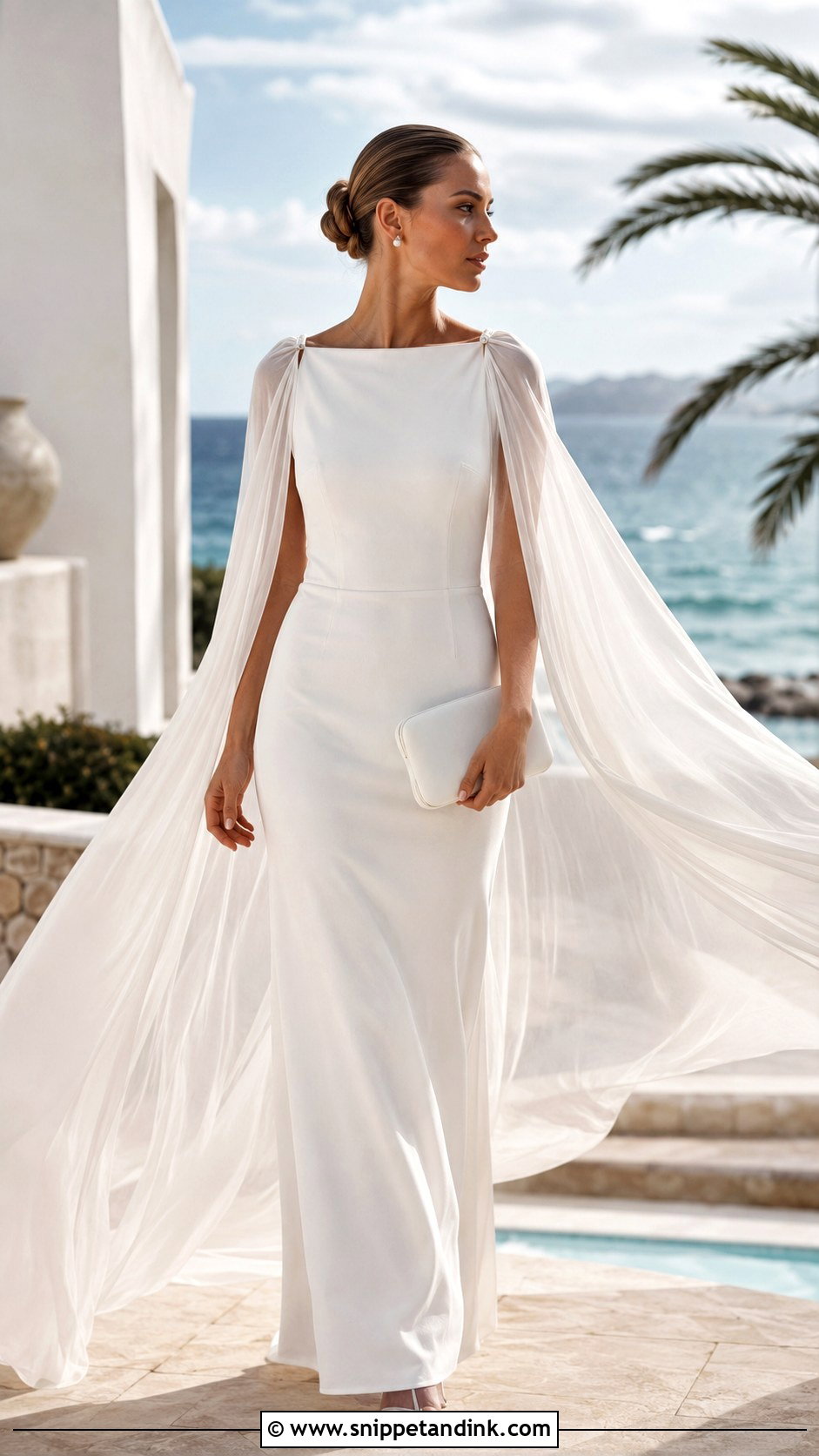 Cape Beach Bridal Gown - Snippet and Ink - 20 Beach Bridal Ideas