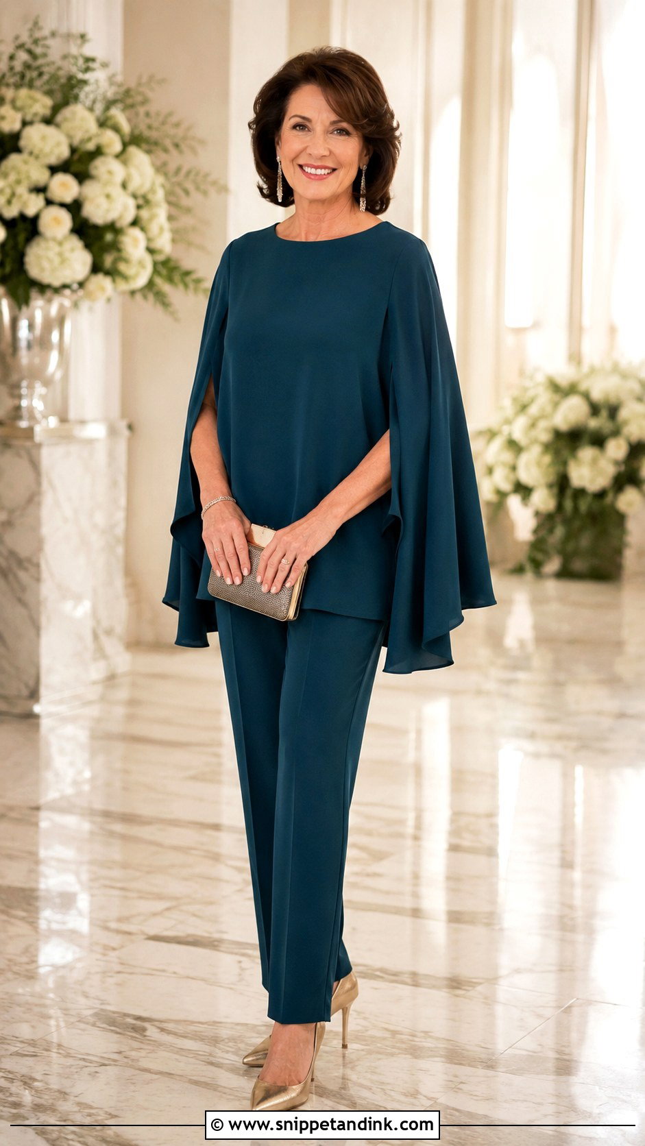 Cape Blouse And Formal Pants Wedding Outfit - Snippet and Ink - 20 Formal Pants Outfit Wedding Ideas