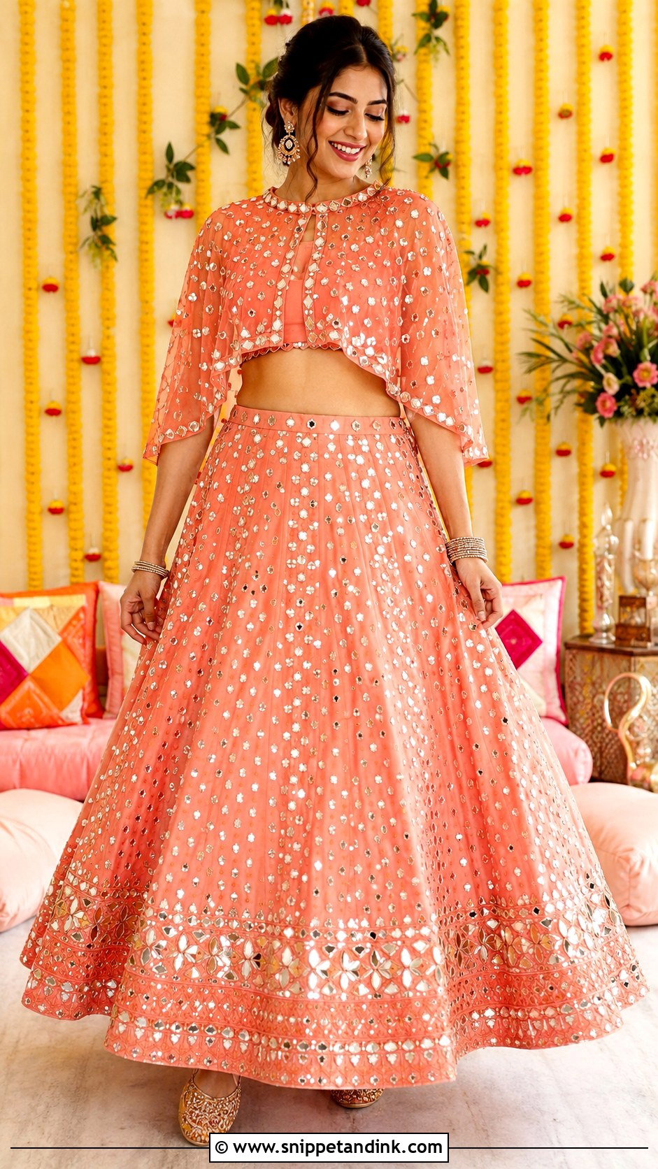 Cape Blouse Lehenga Dholki Dress - Snippet and Ink - 20 Dholki Dress for Bride Ideas