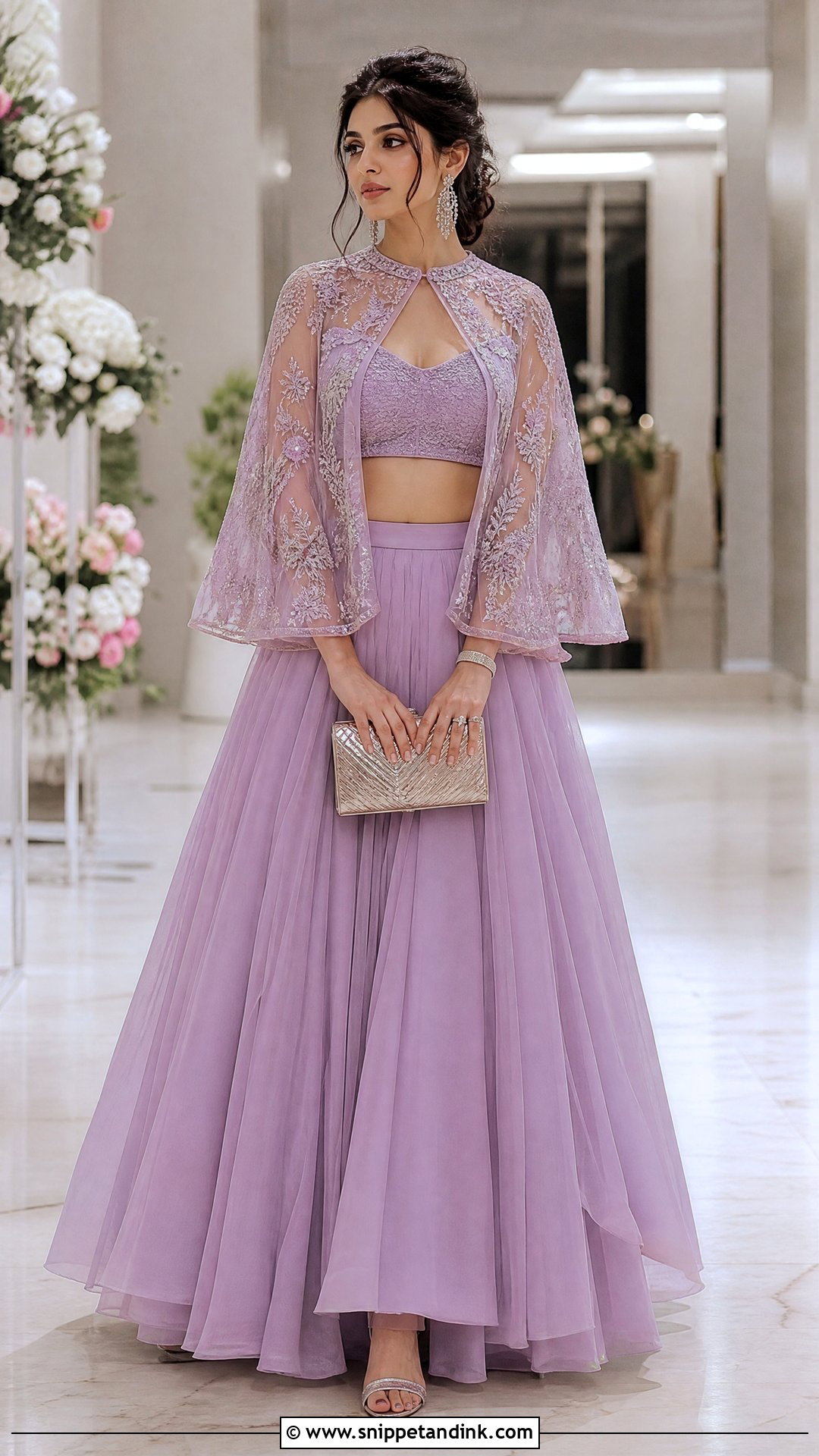 Cape Blouse Lehenga For A Summer Indian Wedding - Snippet and Ink - 20 Summer Indian Wedding Outfit Ideas