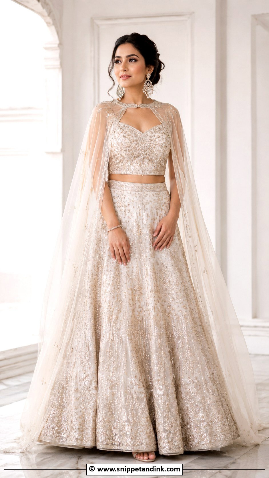 Cape Bridal Blouse With Lehenga - Snippet and Ink - 30 Bride Blouse Designs