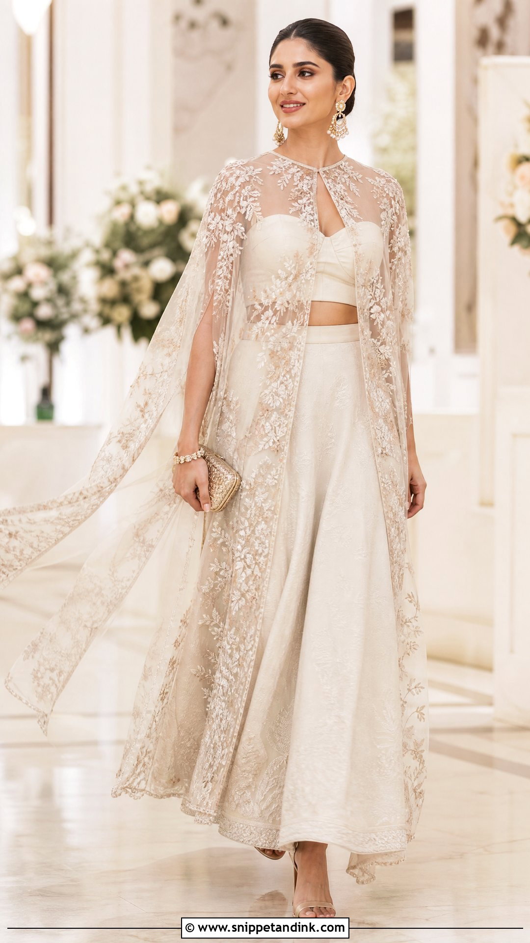 Cape Bridal Blouse With Minimal Lehenga - Snippet and Ink - 25 Blouse Design for Bride Ideas
