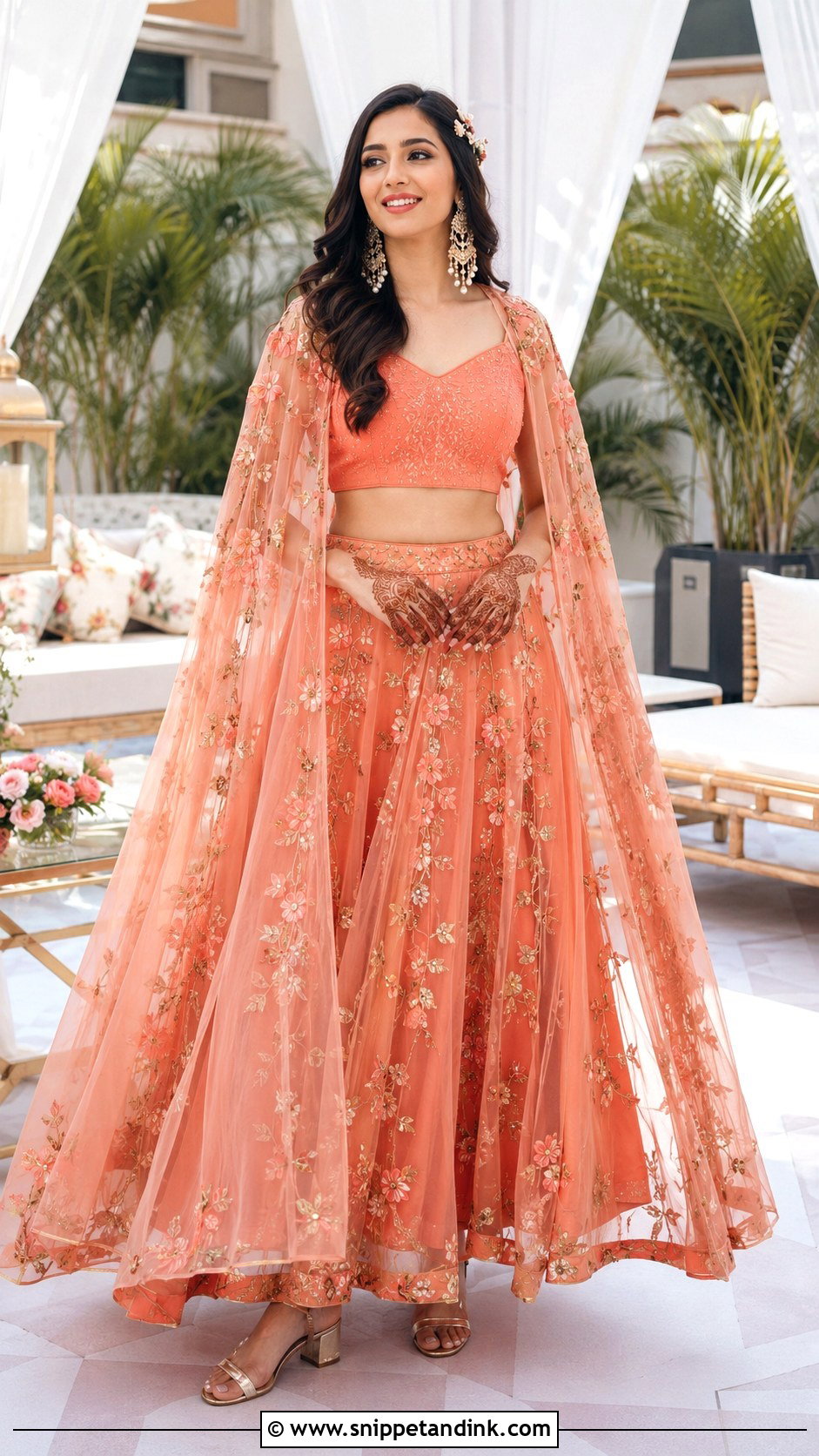 Cape Bridal Mehendi Outfit - Snippet and Ink - 20 Bridal Mehendi Outfit Ideas