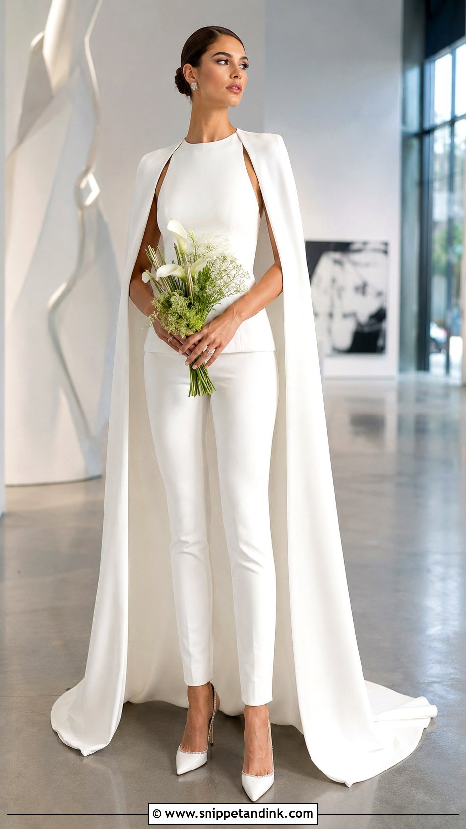 Cape Bridal Pant Suit - Snippet and Ink - 20 Bridal Pant Suit Ideas